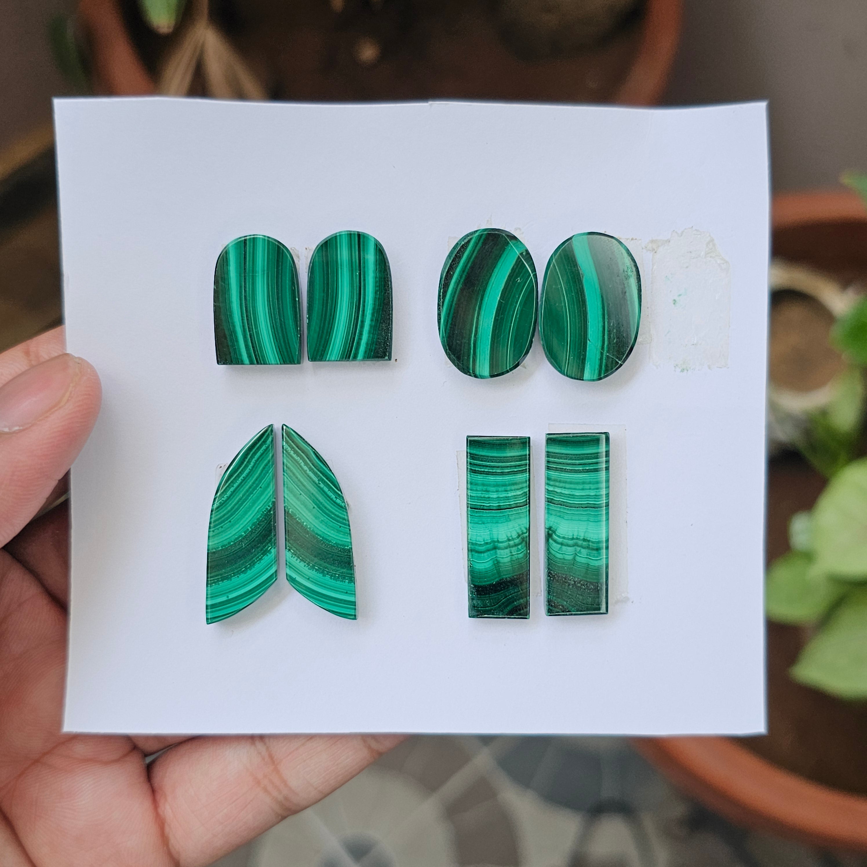 1 Card Of Natural Malachite Cabochon | Shape: Mix | Size:20-31mm - The LabradoriteKing