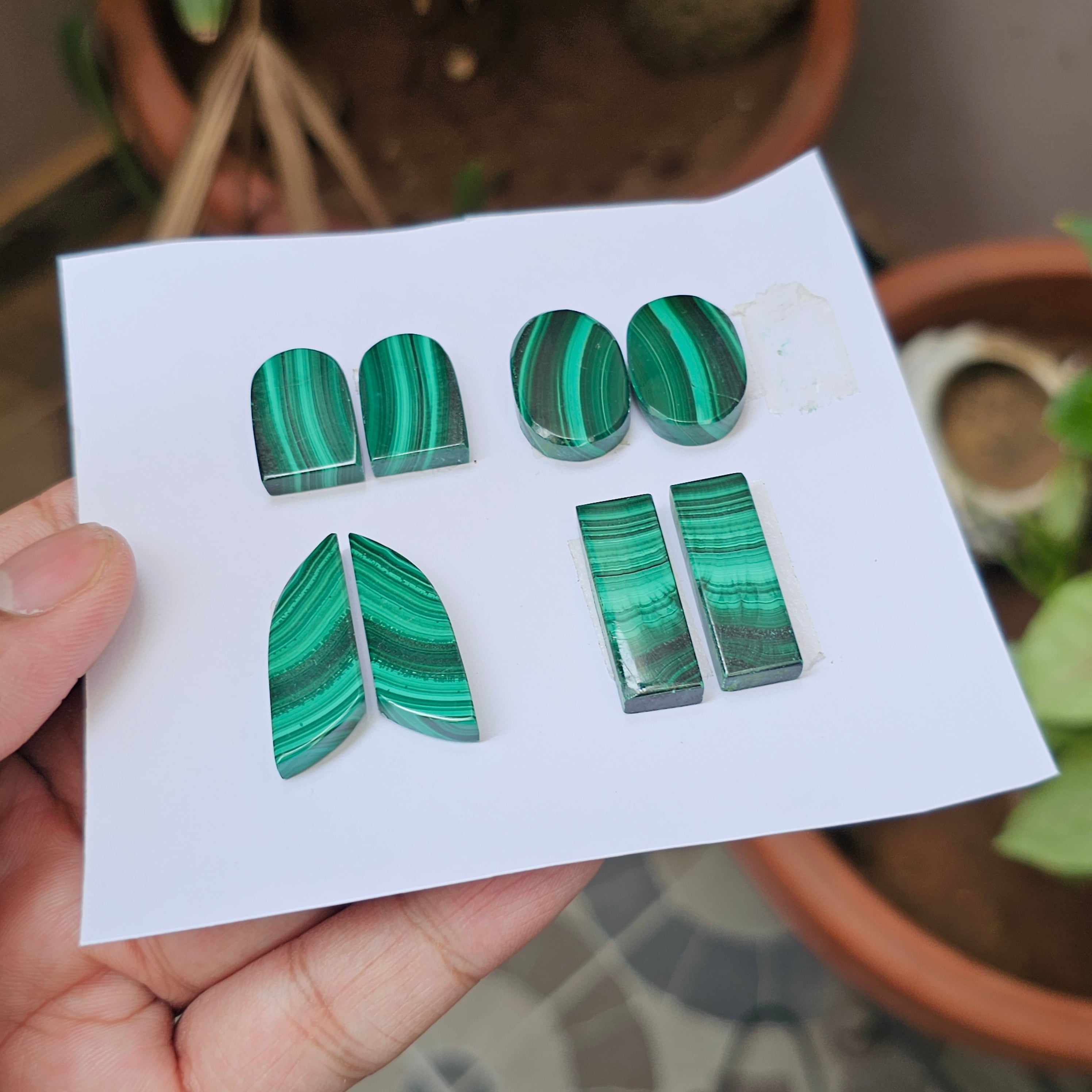 1 Card Of Natural Malachite Cabochon | Shape: Mix | Size:20-31mm - The LabradoriteKing