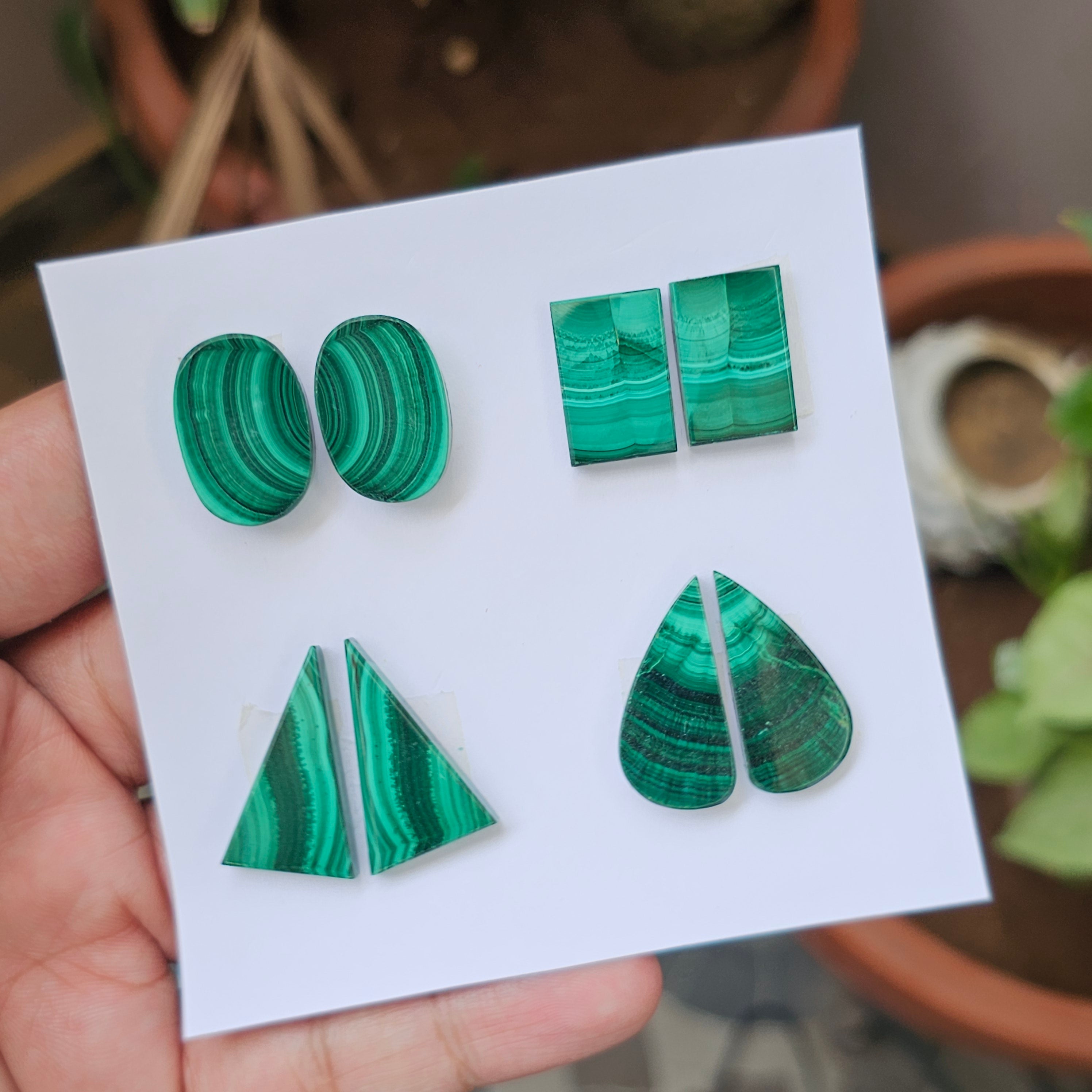 1 Card Of Natural Malachite Cabochon | Shape: Mix | Size:19-26mm