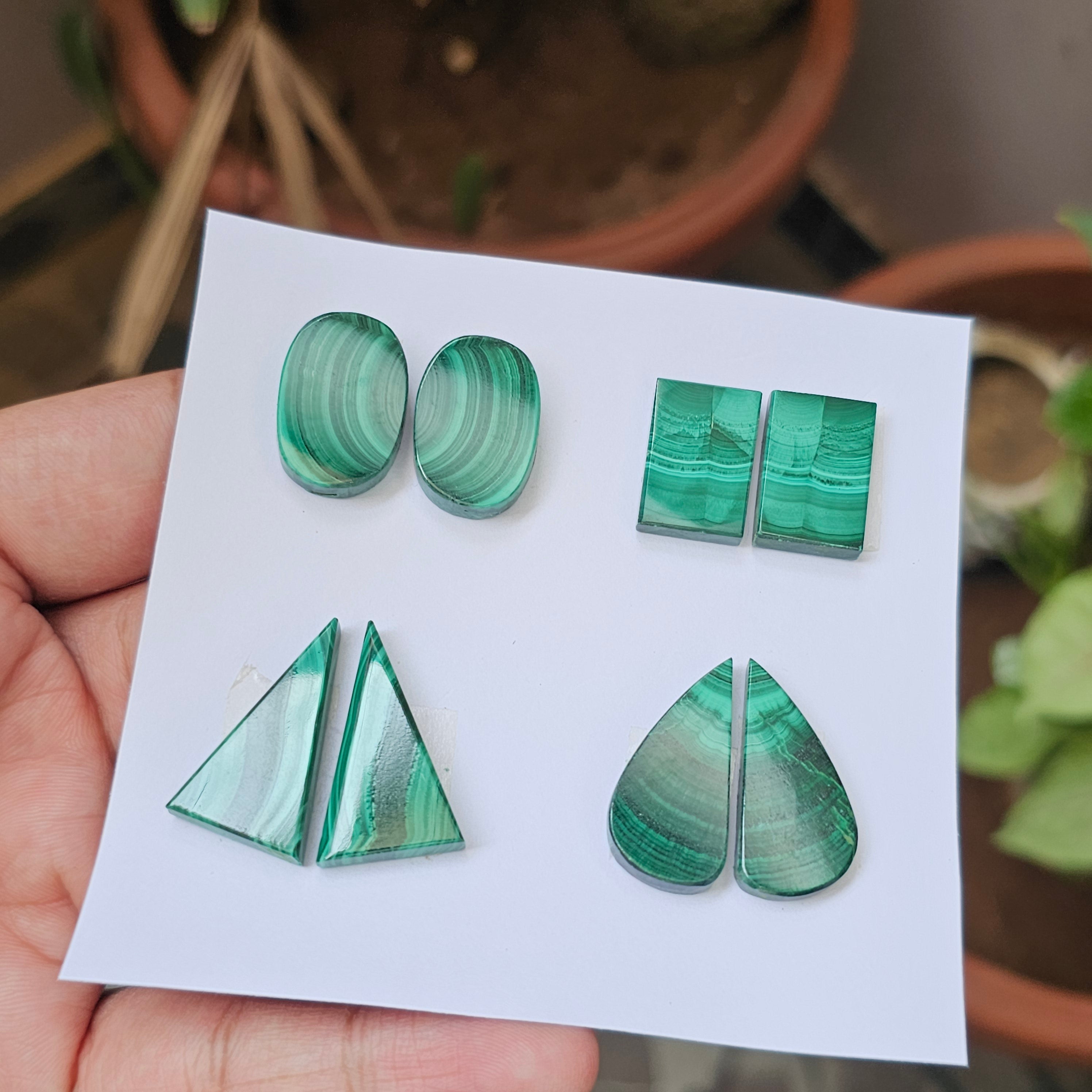 1 Card Of Natural Malachite Cabochon | Shape: Mix | Size:19-26mm - The LabradoriteKing