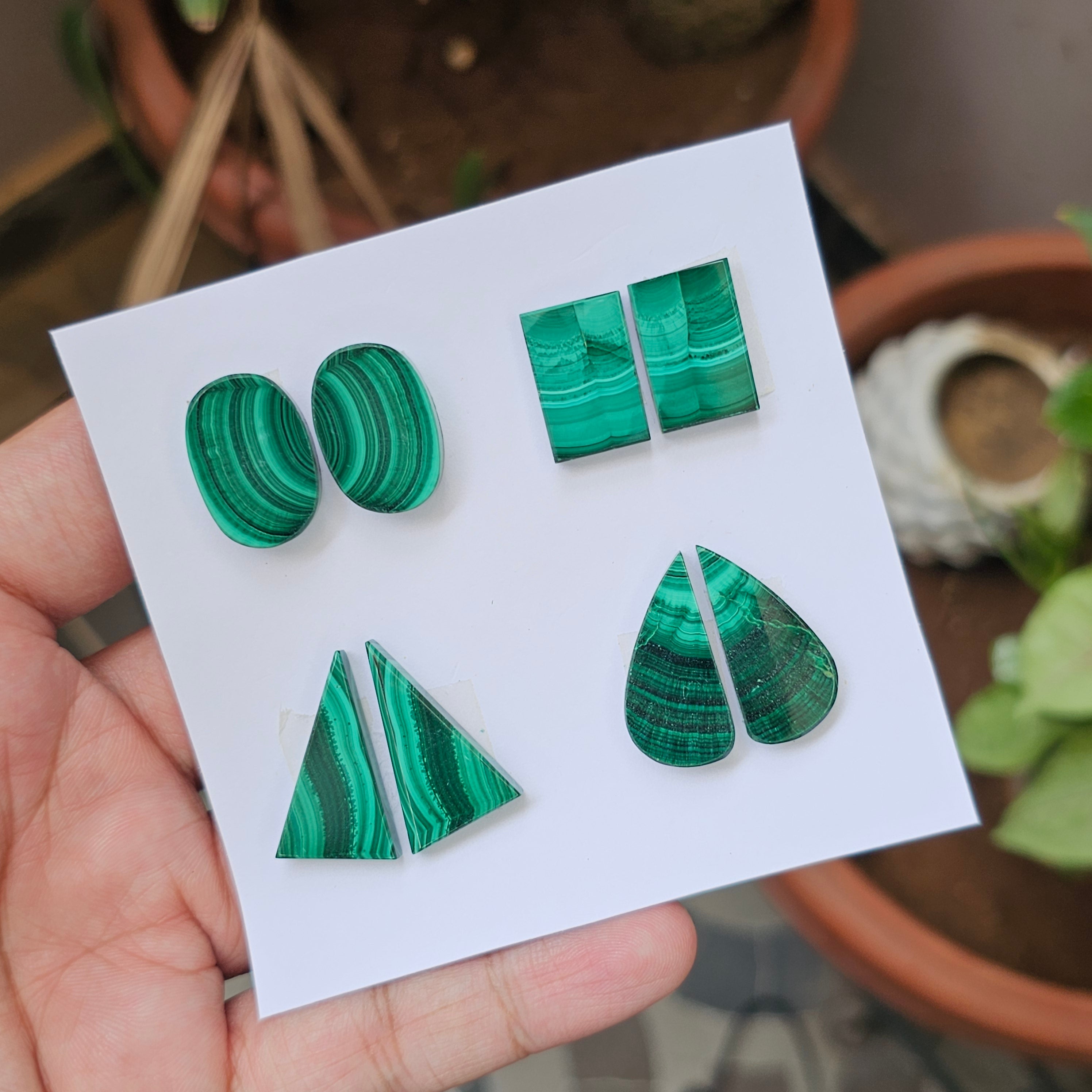 1 Card Of Natural Malachite Cabochon | Shape: Mix | Size:19-26mm - The LabradoriteKing