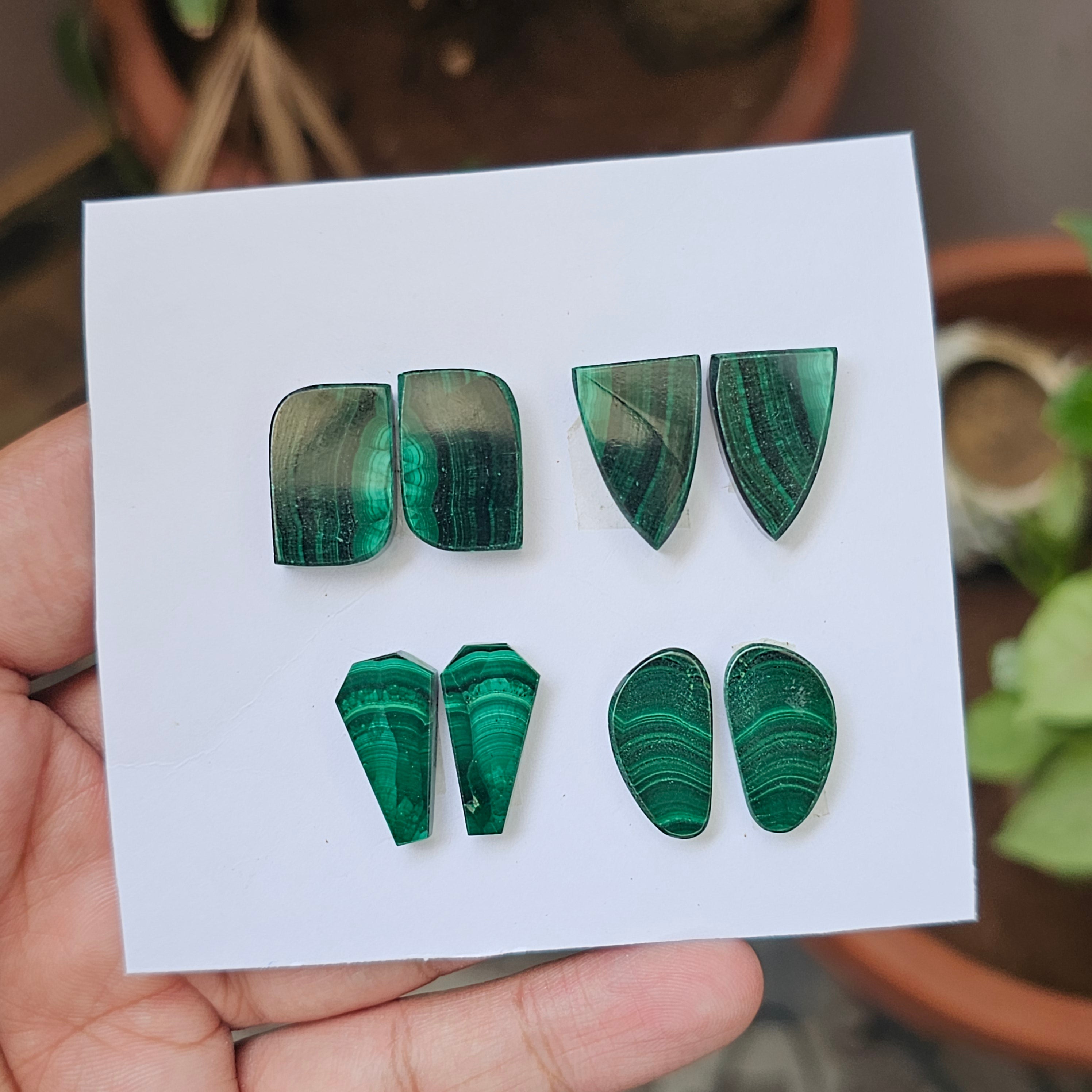 1 Card Of Natural Malachite Cabochon | Shape: Mix | Size:19-20mm