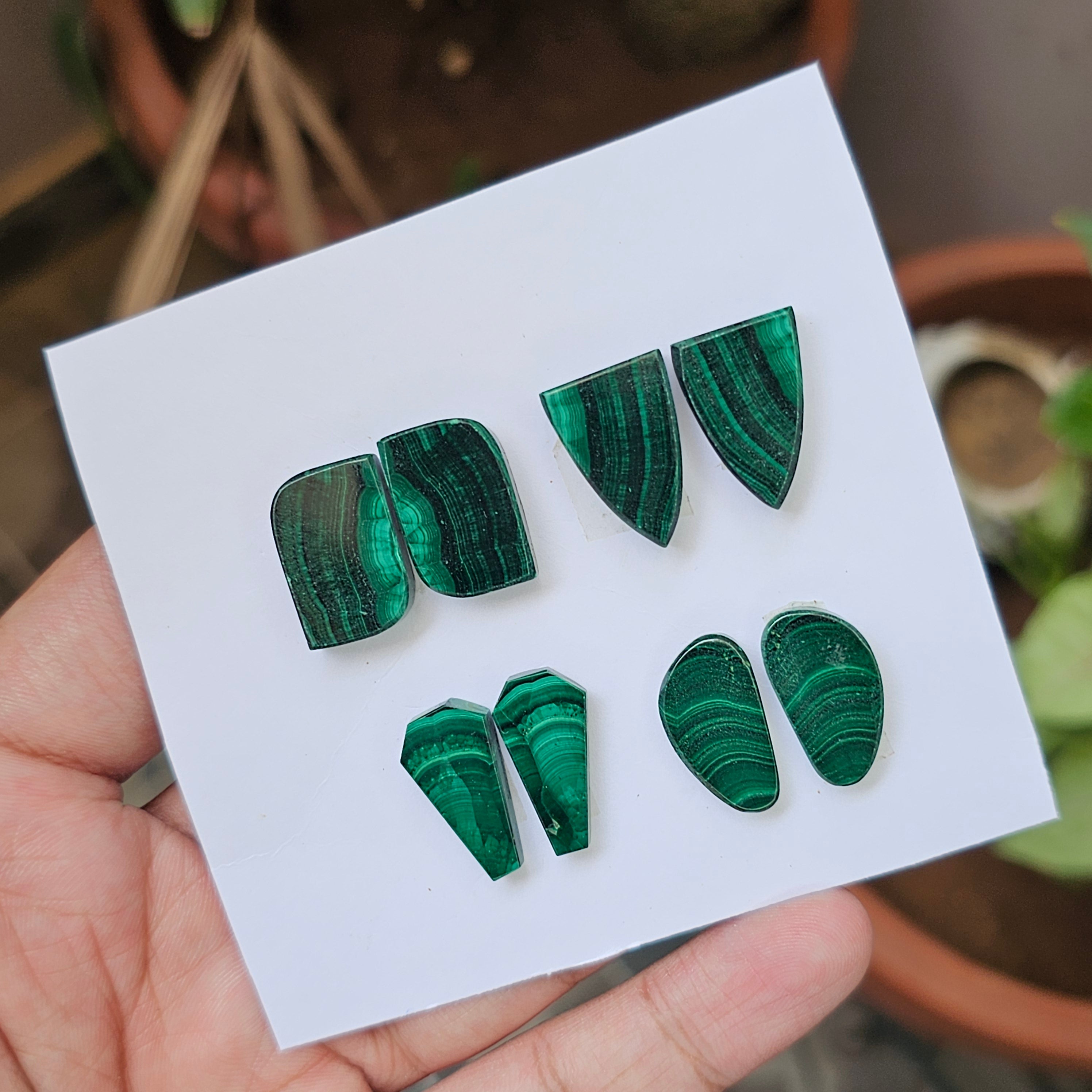 1 Card Of Natural Malachite Cabochon | Shape: Mix | Size:19-20mm - The LabradoriteKing