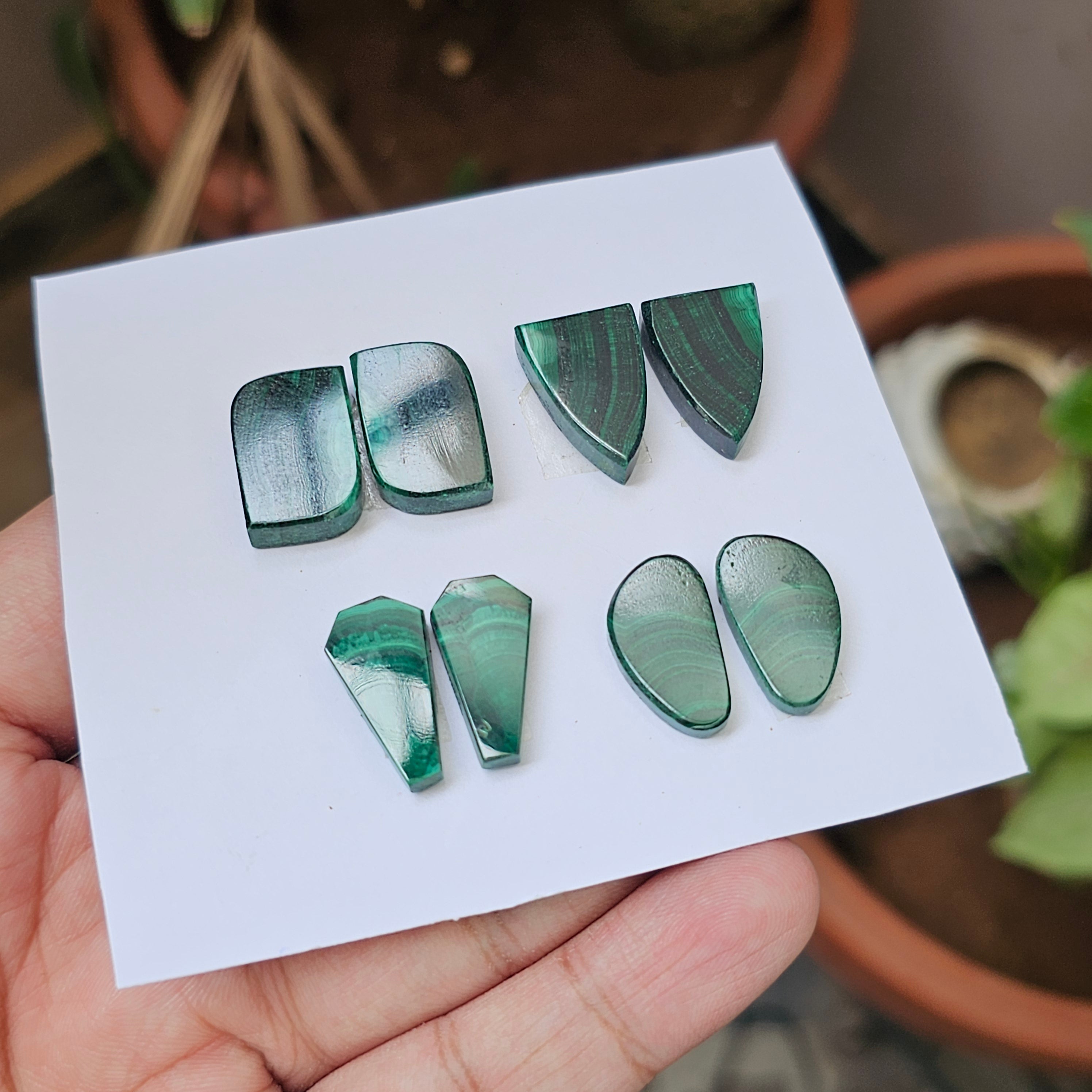 1 Card Of Natural Malachite Cabochon | Shape: Mix | Size:19-20mm - The LabradoriteKing