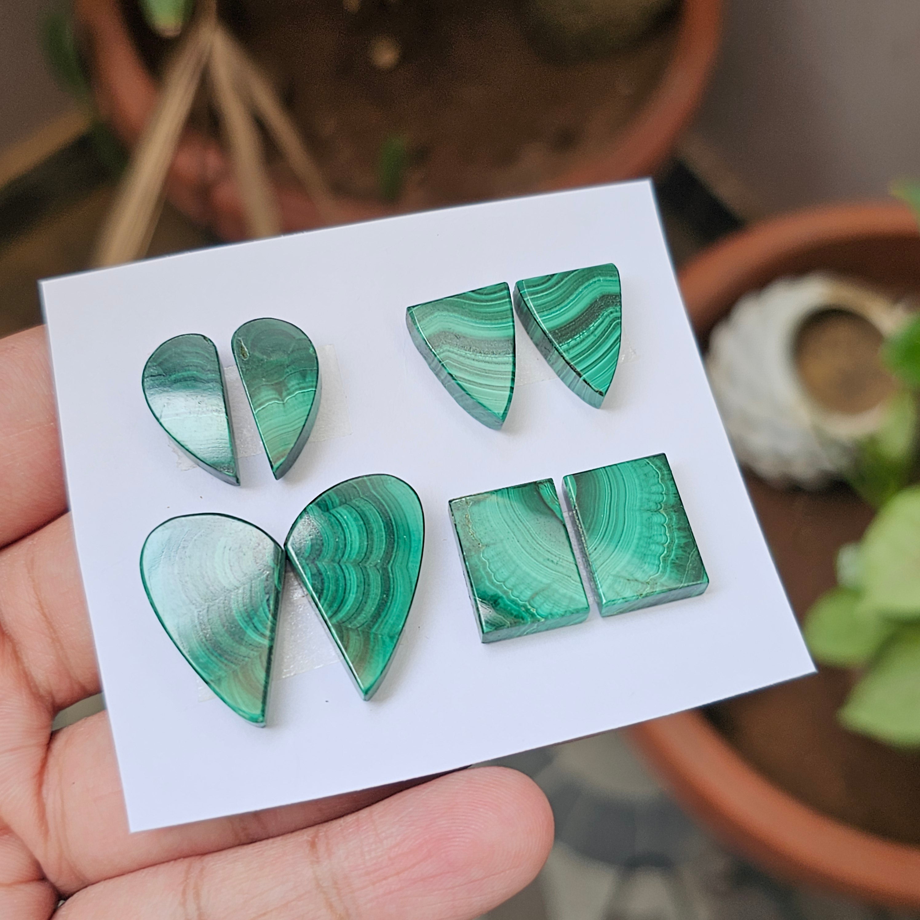 1 Card Of Natural Malachite Cabochon | Shape: Mix | Size:17-25mm