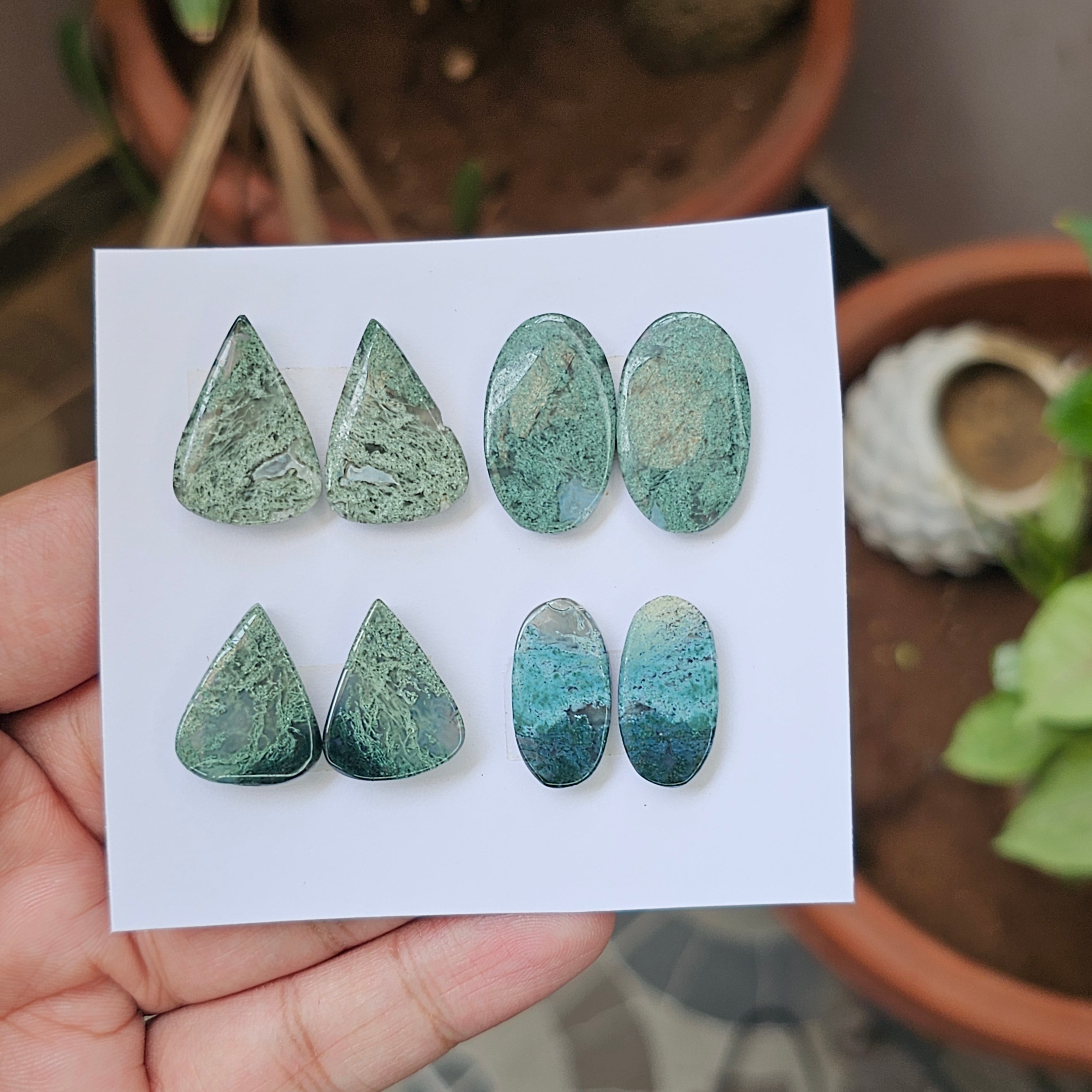 1 Card Of Natural Mass Agate Cabochon| Shape: Oval & Pear | Size:20-25mm