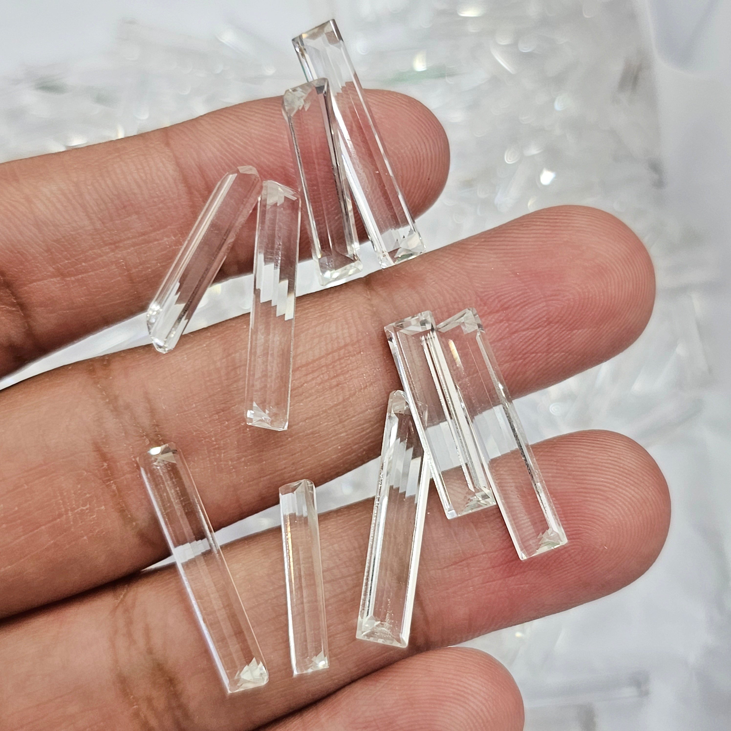 20 Pcs Of Clear Quartz Oblong baguettes | 12-24mm | - The LabradoriteKing