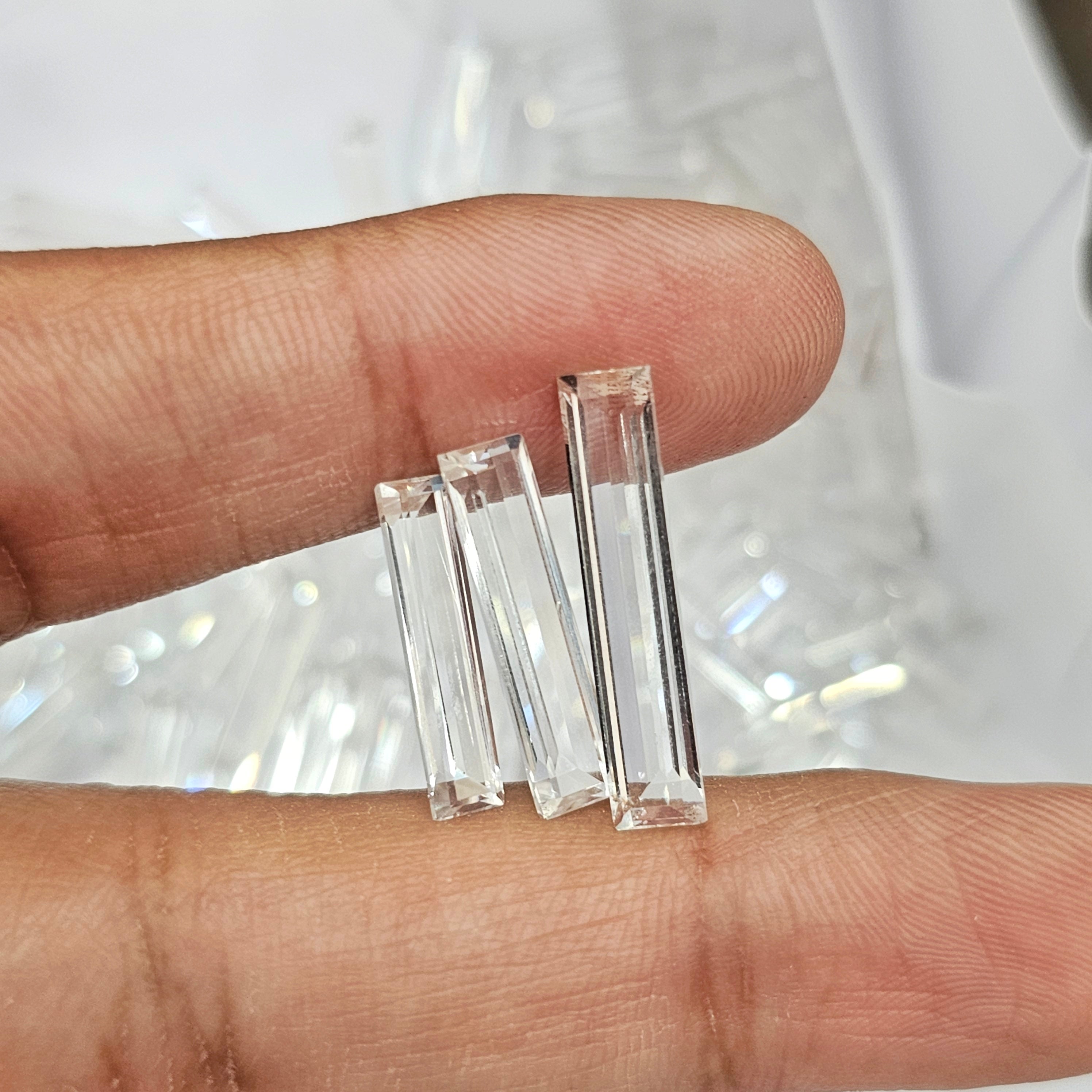 20 Pcs Of Clear Quartz Oblong baguettes | 12-24mm | - The LabradoriteKing