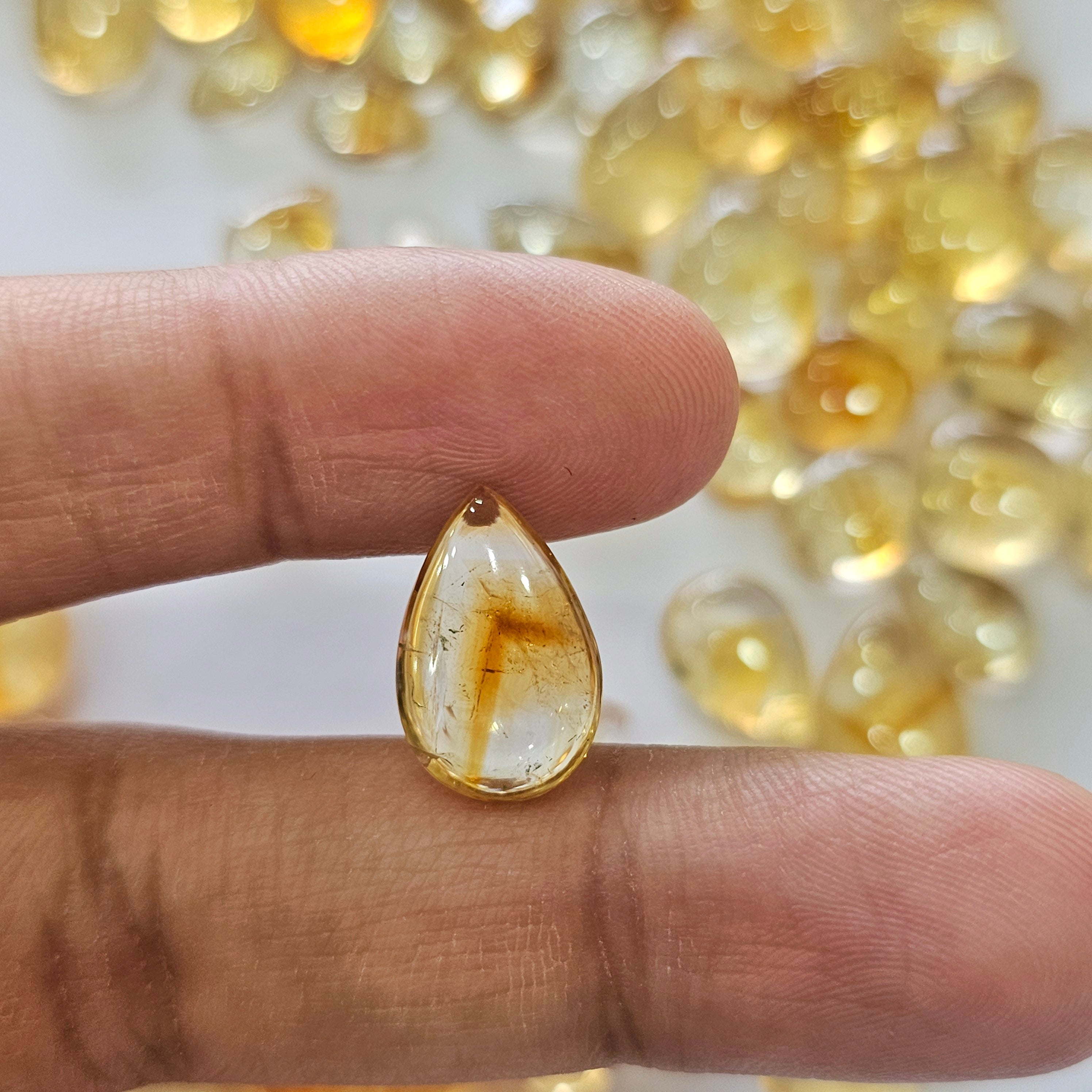 30 Pcs of Citrine Trapiche/ Lace mix Teardrops cabochons | 10 to 18mm - The LabradoriteKing