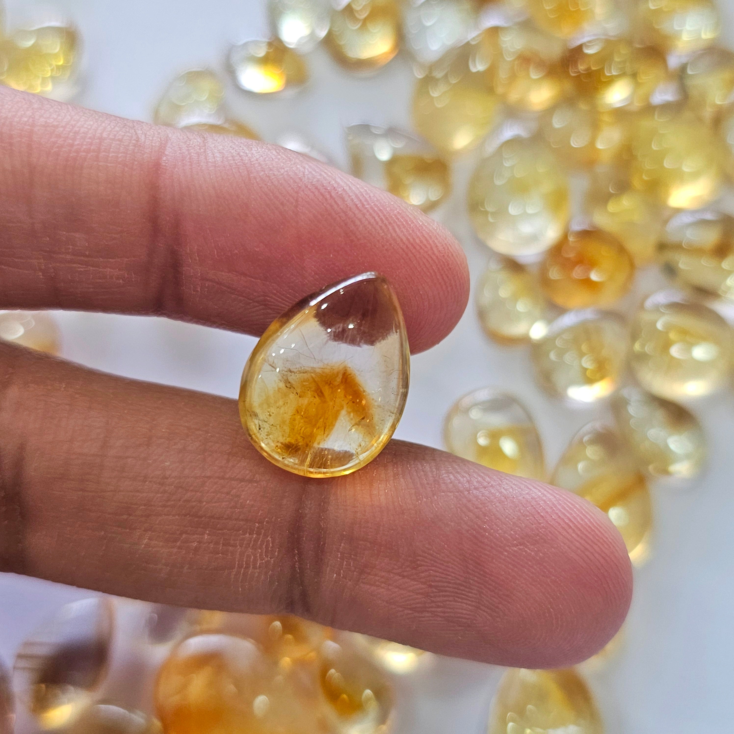 30 Pcs of Citrine Trapiche/ Lace mix Teardrops cabochons | 10 to 18mm - The LabradoriteKing