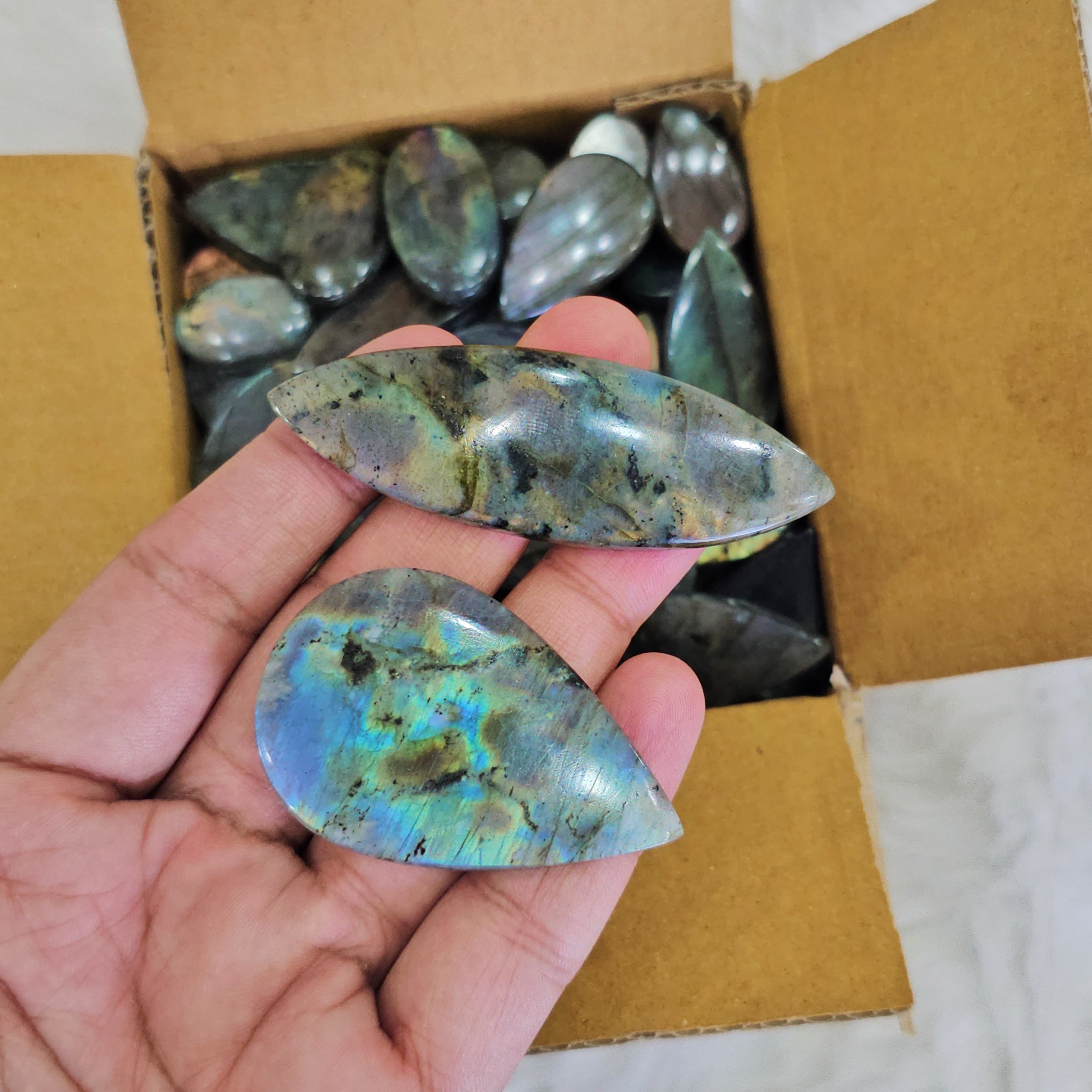 500 Gram Box of Spectrolite Cabochons | 35-45 Pcs - The LabradoriteKing