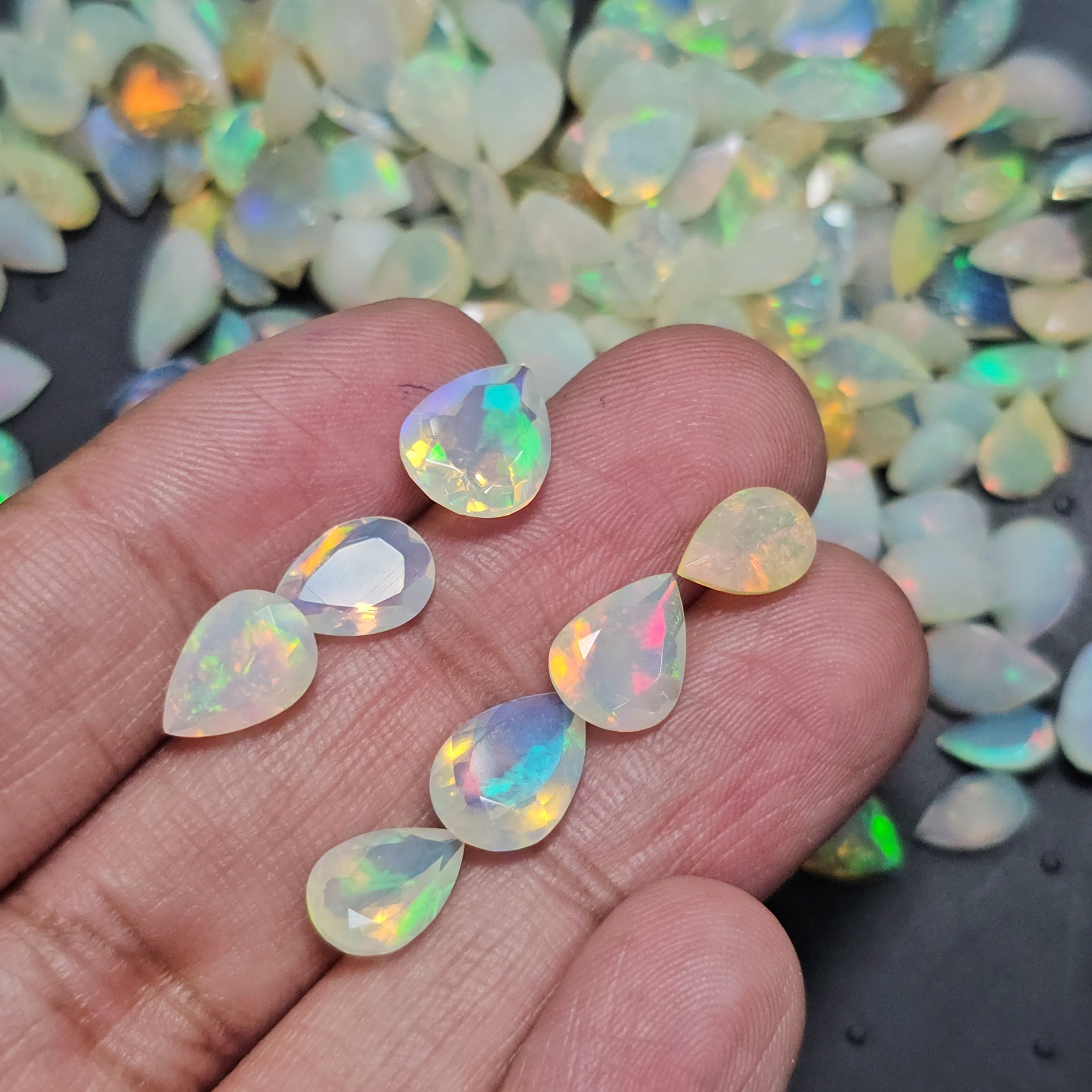 10 Pcs Natural Opal Faceted | Pear Shape | Sizes: 6-10mm - The LabradoriteKing