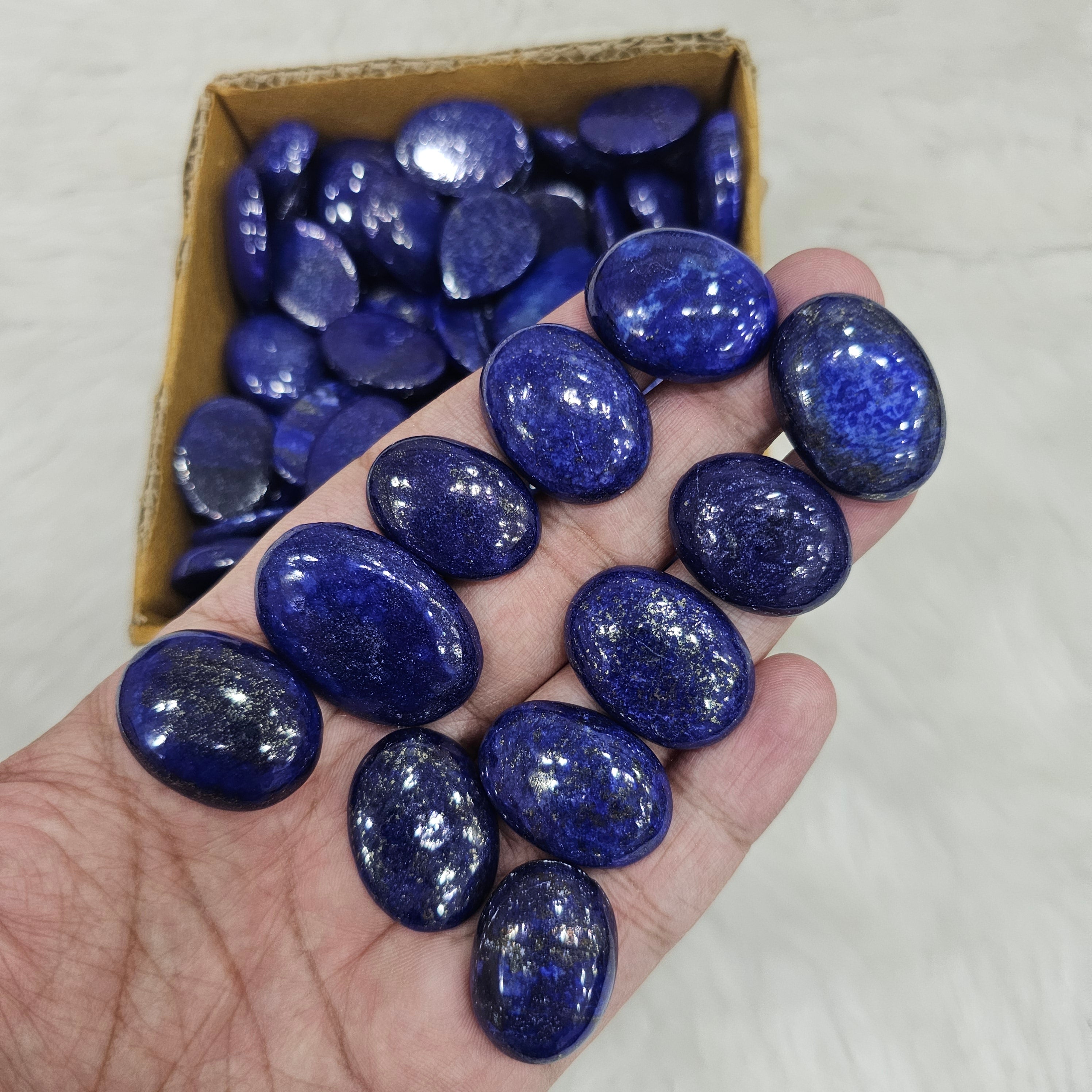 500 Gram of Deep Blue Lapis Lazuli Cabochons | 1-2" Inches| 60-70Pcs - The LabradoriteKing