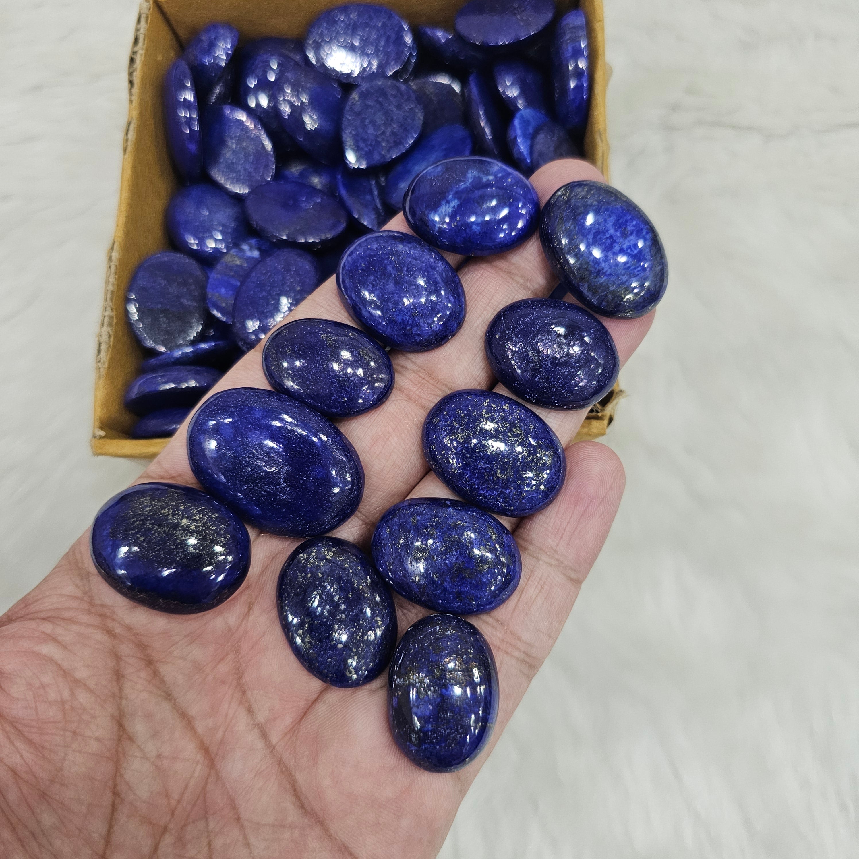 500 Gram of Deep Blue Lapis Lazuli Cabochons | 1-2" Inches| 60-70Pcs - The LabradoriteKing