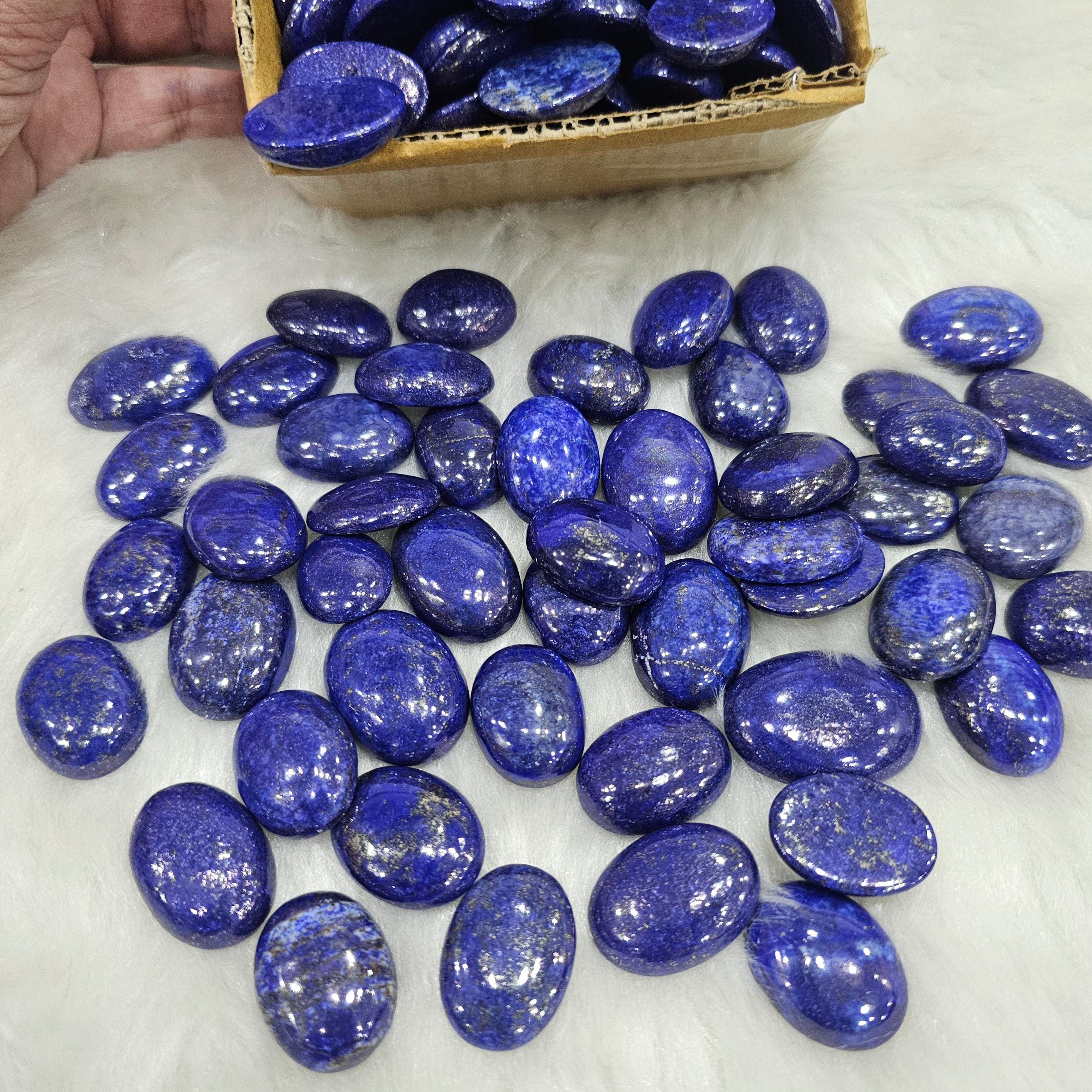 500 Gram of Deep Blue Lapis Lazuli Cabochons | 1-2" Inches| 60-70Pcs - The LabradoriteKing