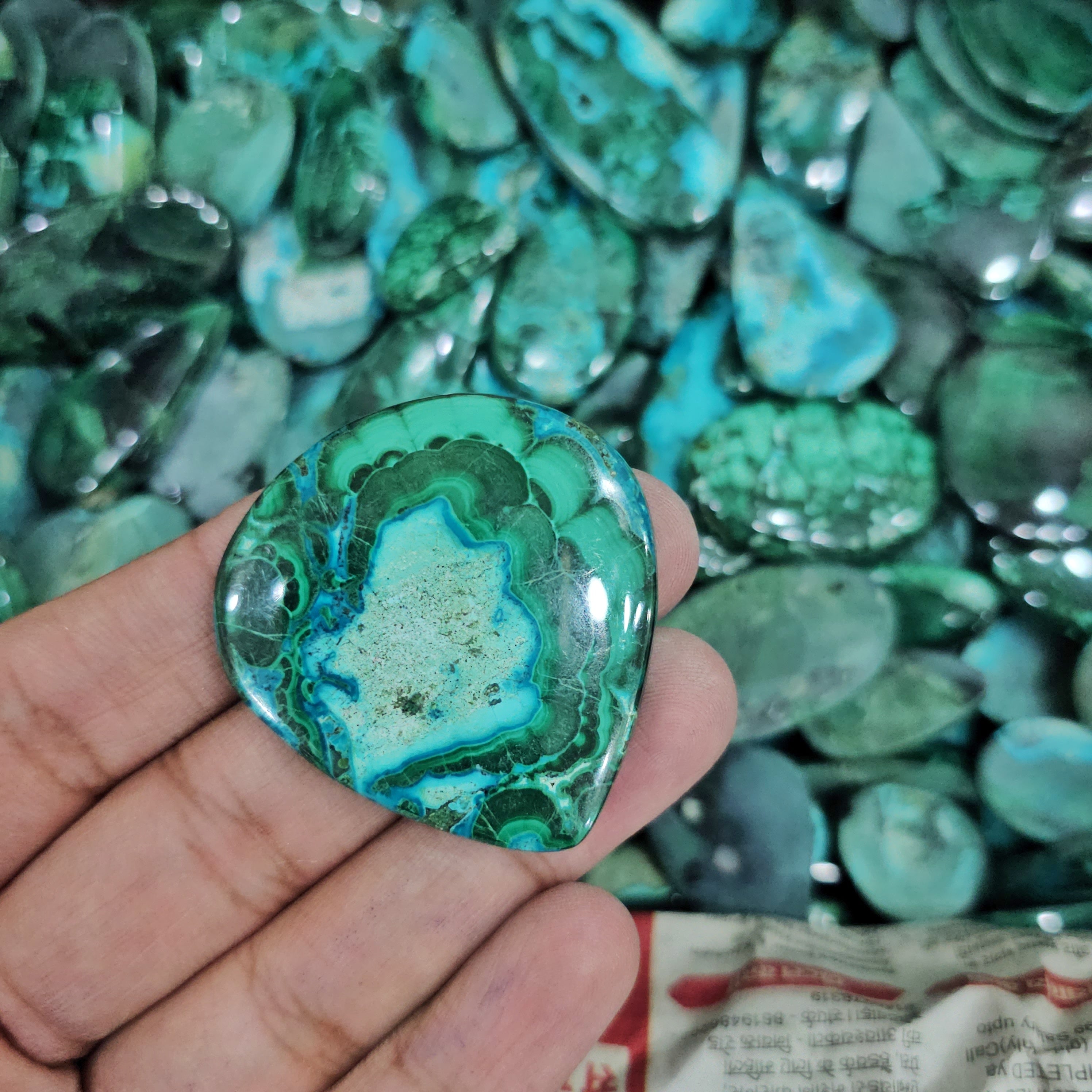 250 Gram of  Natural Malachite Chrysocolla Cabochons | 1-2" Inches | 20-25Pcs | Top Quality - The LabradoriteKing