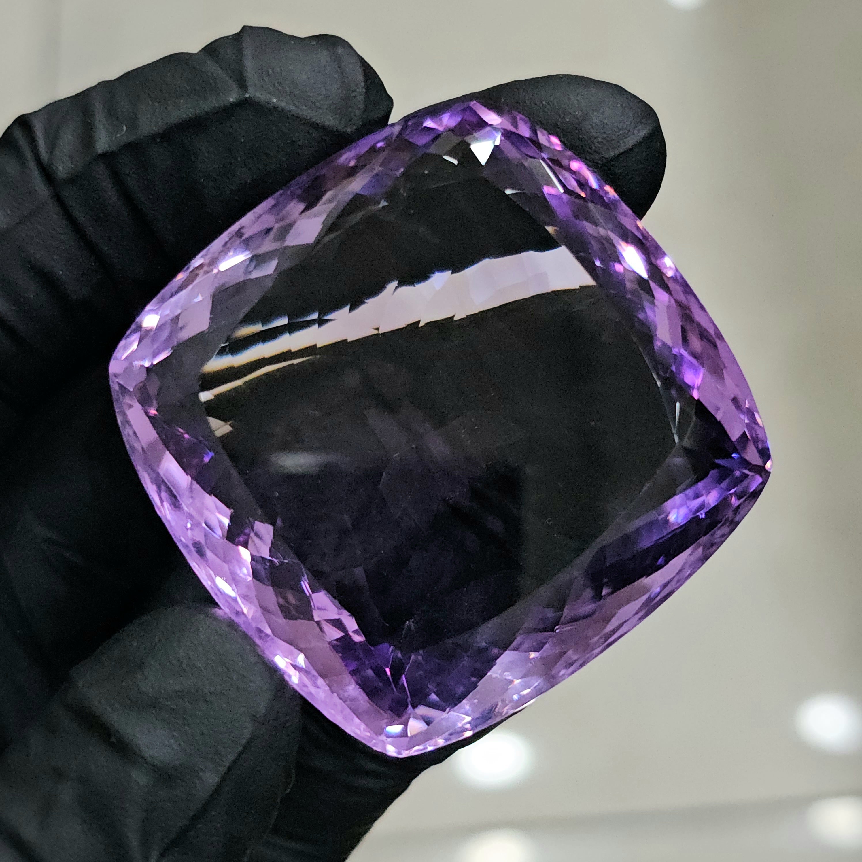 297Cts | Natural Big Size Jumbos Lavender Amethyst Faceted | Square Shape | 45mm - The LabradoriteKing