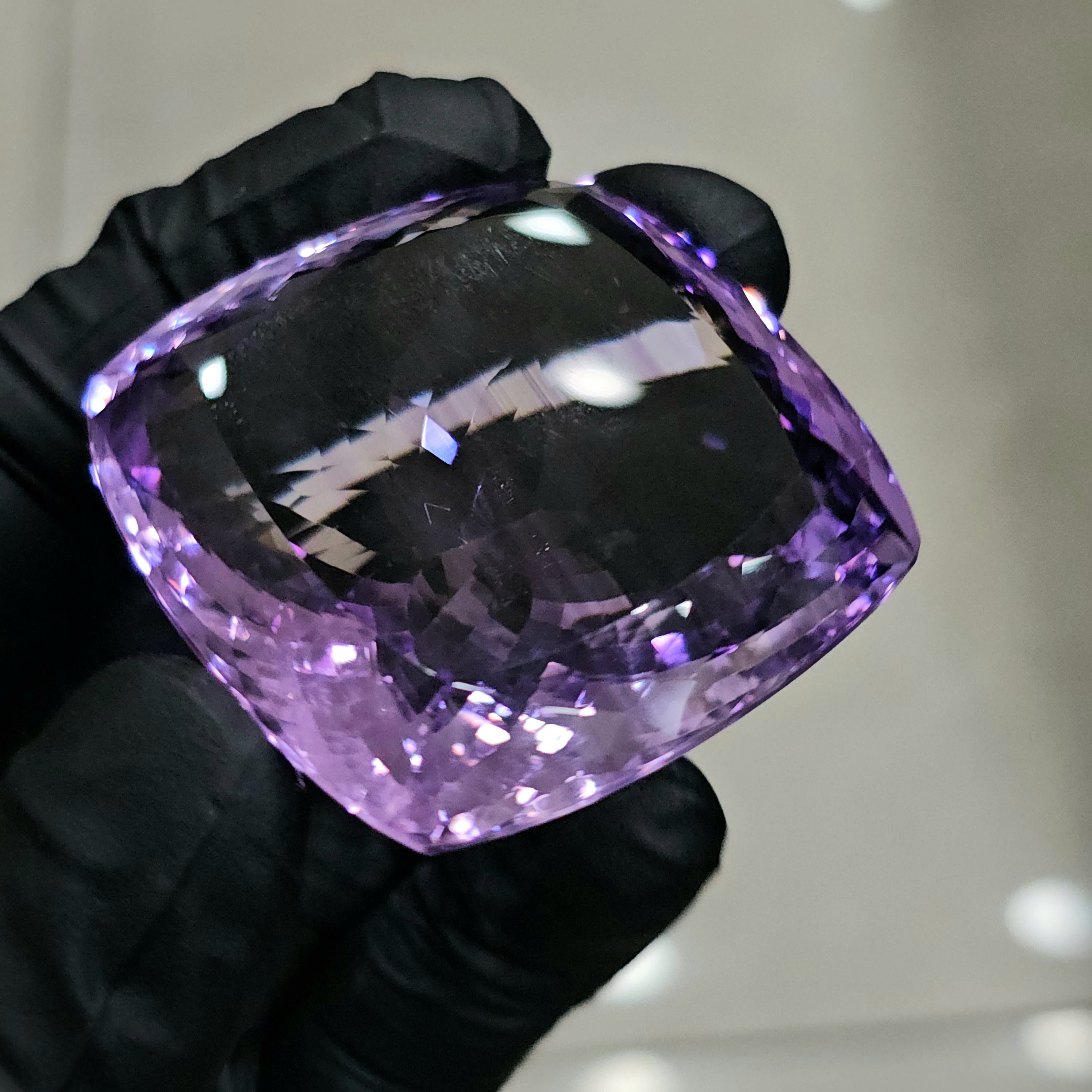 297Cts | Natural Big Size Jumbos Lavender Amethyst Faceted | Square Shape | 45mm - The LabradoriteKing