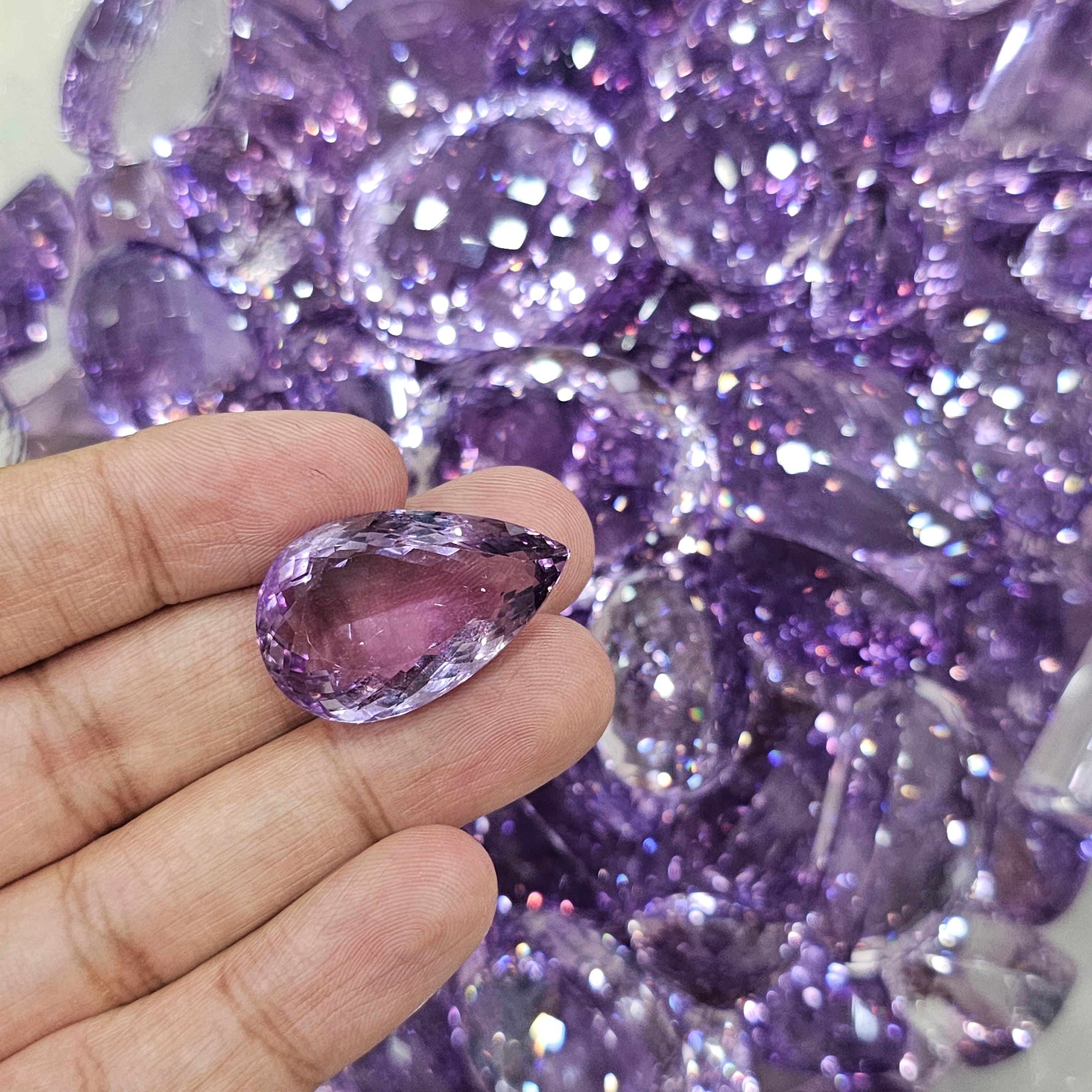 1 Pcs Natural Pink Amethyst Faceted | Oval & Pear Shape | 80Cts (Approx) - The LabradoriteKing