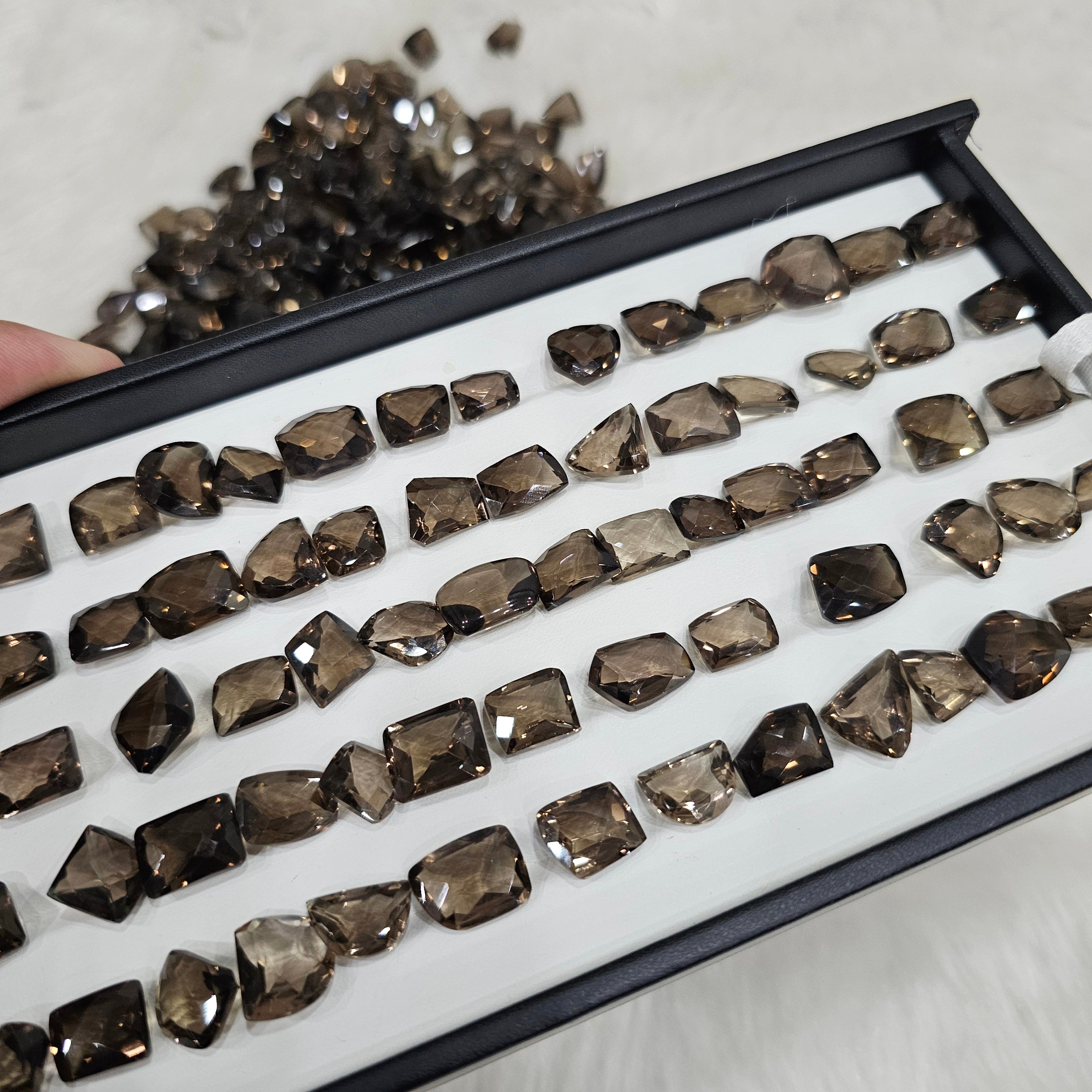 40 Pcs Natural Smoky Quartz Checkerboard Cut | Fancy Shape | Sizes: 10-14mm