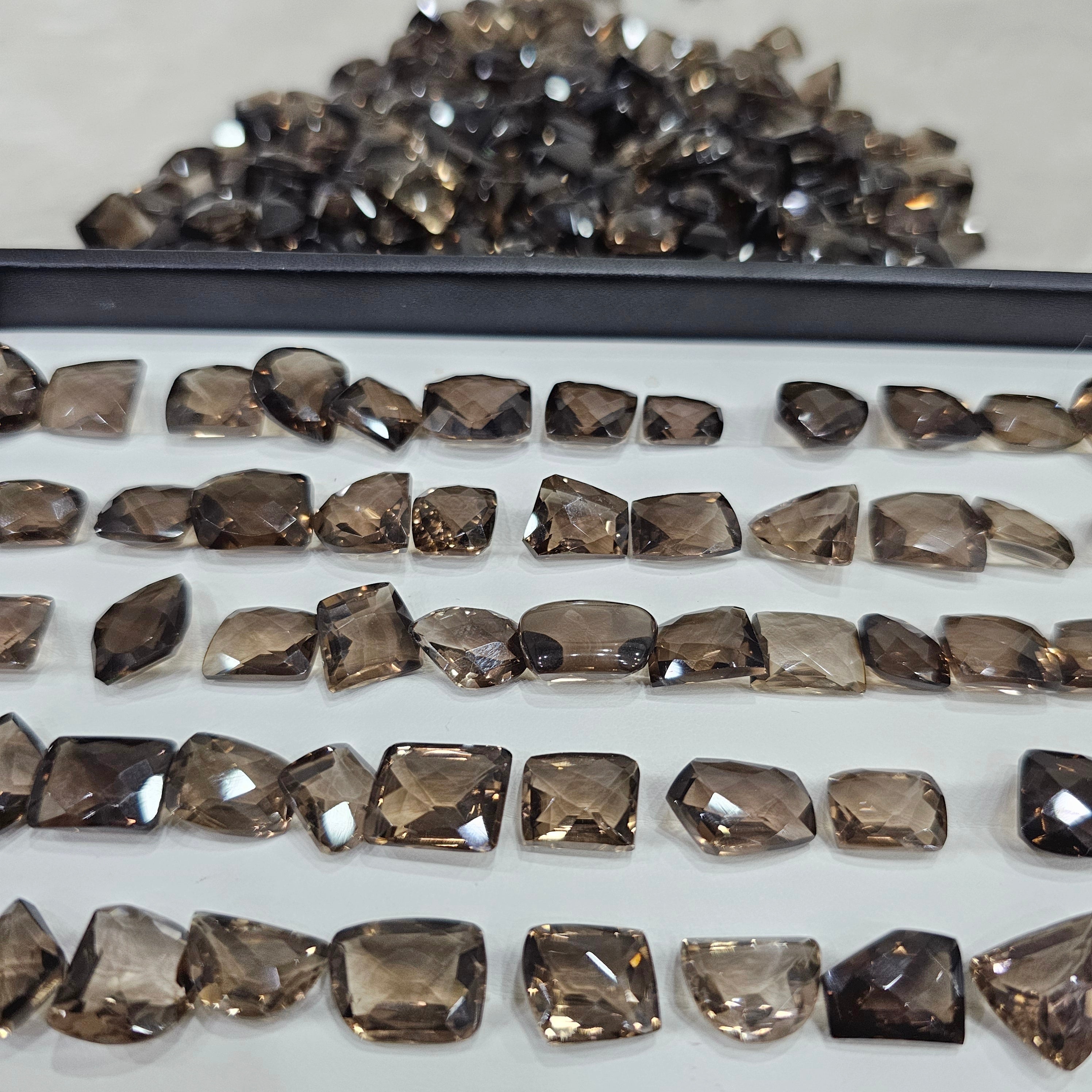 40 Pcs Natural Smoky Quartz Checkerboard Cut | Fancy Shape | Sizes: 10-14mm