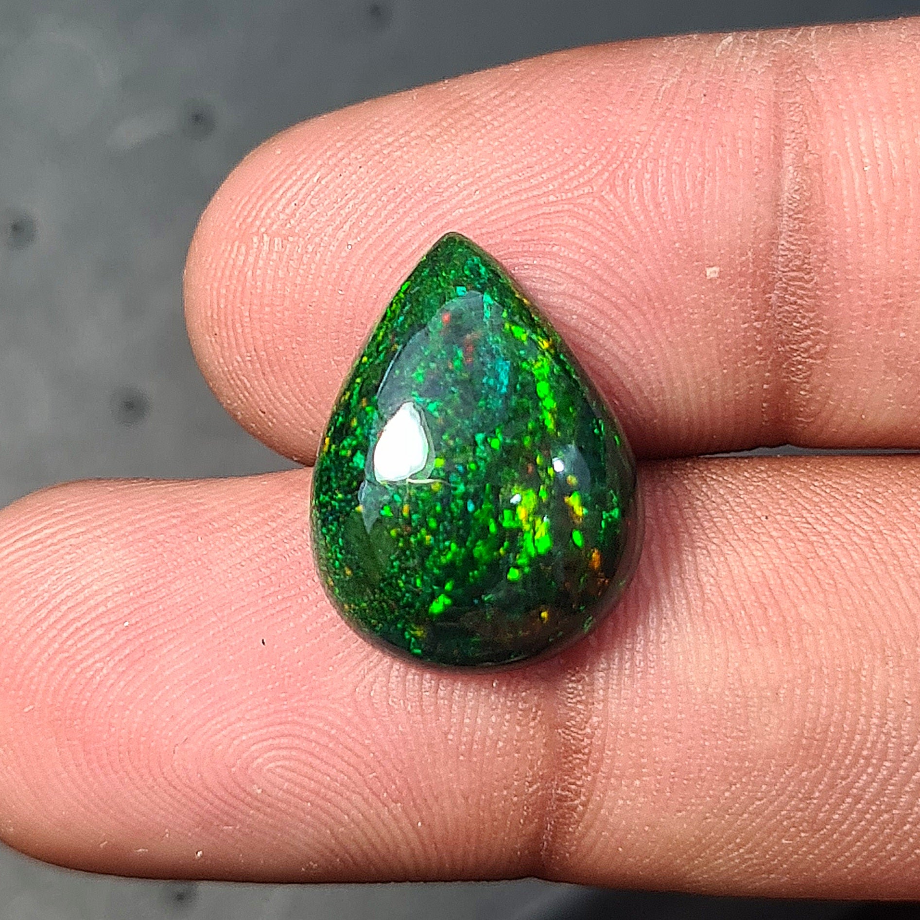 Natural Ethiopian Black Smoked Opal Cabochon| Pear Shape | Size: 17x13mm | 5.9 Cts