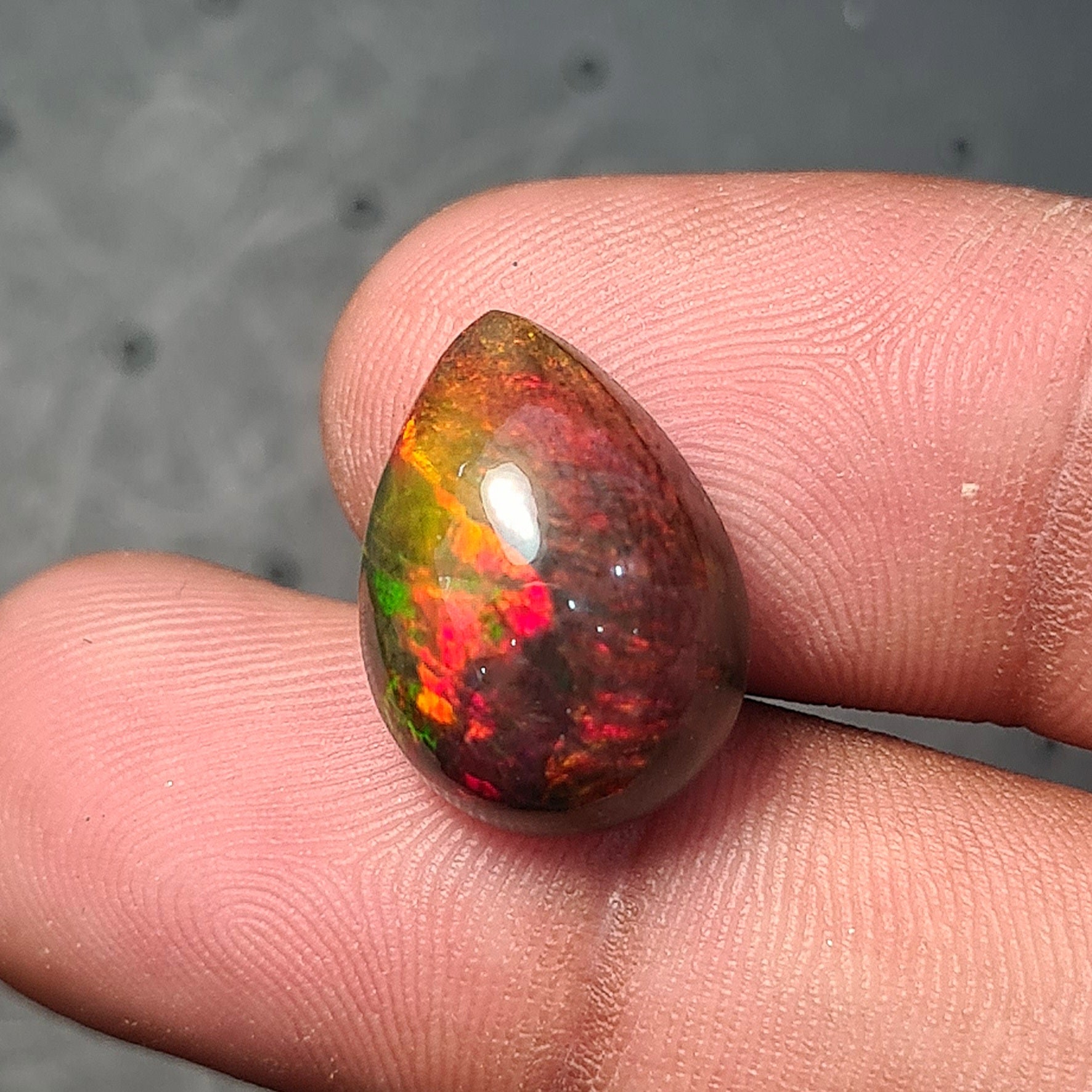 Natural Ethiopian Black Smoked Opal Cabochon| Pear Shape | Size: 16x12mm | 7.1 Cts - The LabradoriteKing