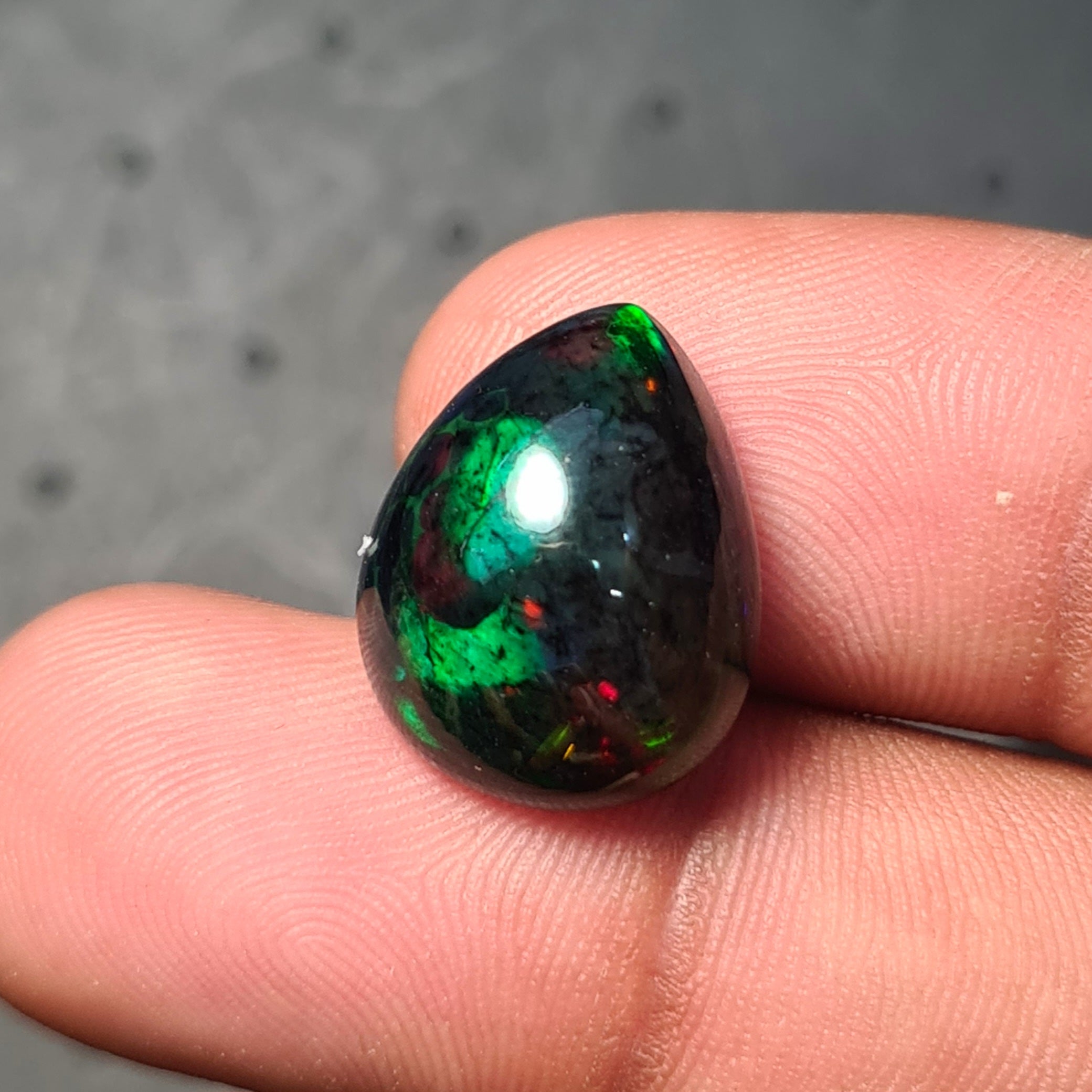 Natural Ethiopian Black Smoked Opal Cabochon| Teardrop Shape | Size: 16x13mm | 8.3 Cts - The LabradoriteKing