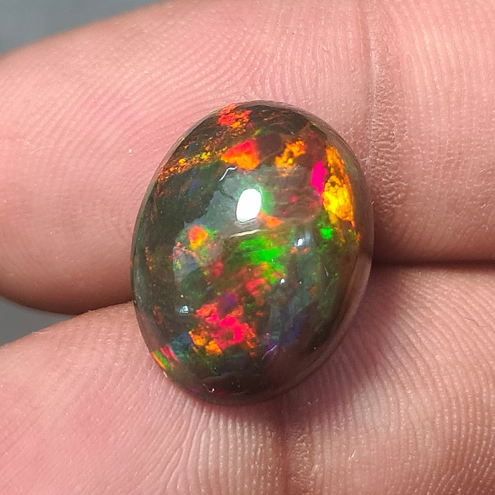 8.55 Cts Weight Of 18x14.2 Mm Size Ethiopian Mined Natural Ethiopian Opal Oval Cabochons | order Most Beautiful Stone Of Flashes | SKU#NY148S