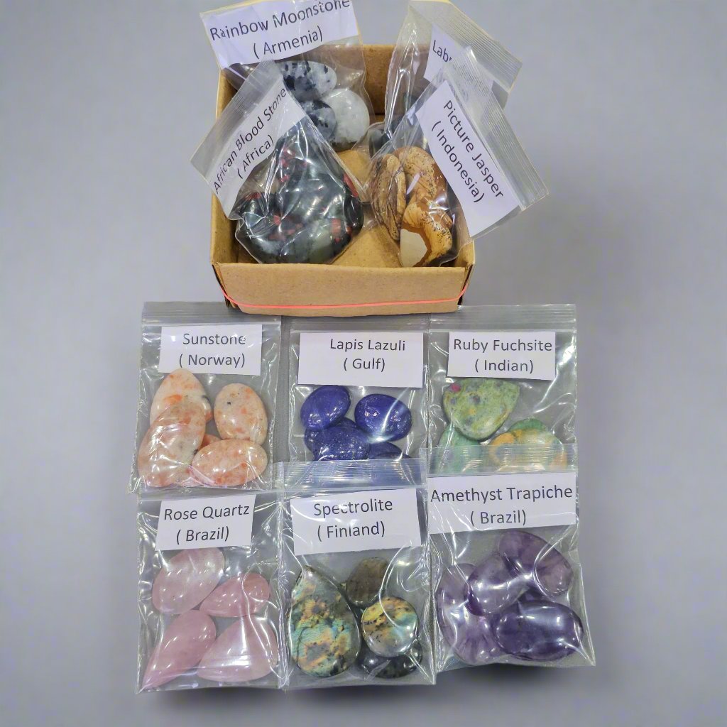 August edition Box | 10 Sets of Cabochons | Labeled | Sunstone, Trapiche Amethyst and More - The LabradoriteKing