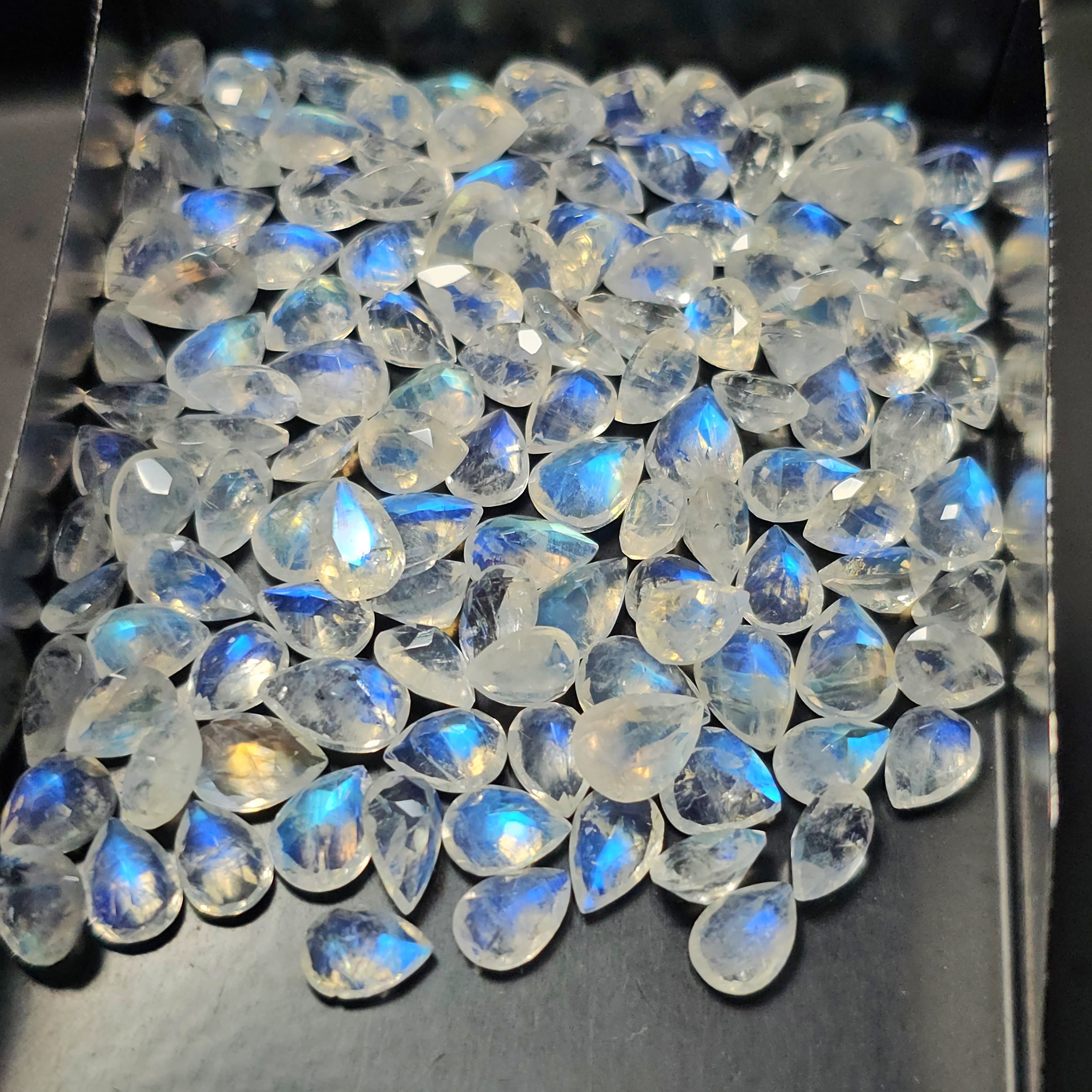 15 Pcs Faceted Moonstone Pear Calibrated | 7x5mm, 8x5mm and 8x6mm - The LabradoriteKing