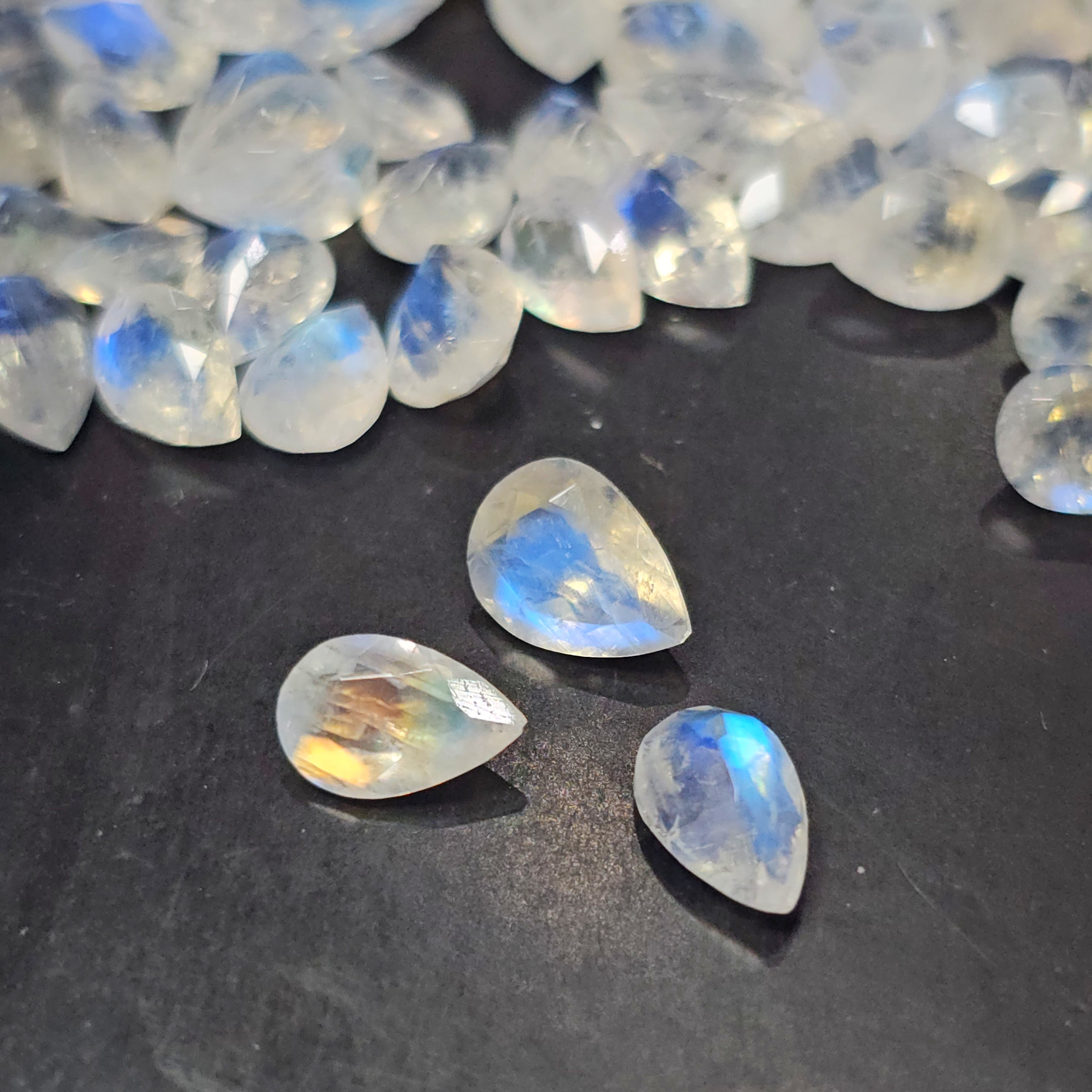 15 Pcs Faceted Moonstone Pear Calibrated | 7x5mm, 8x5mm and 8x6mm - The LabradoriteKing