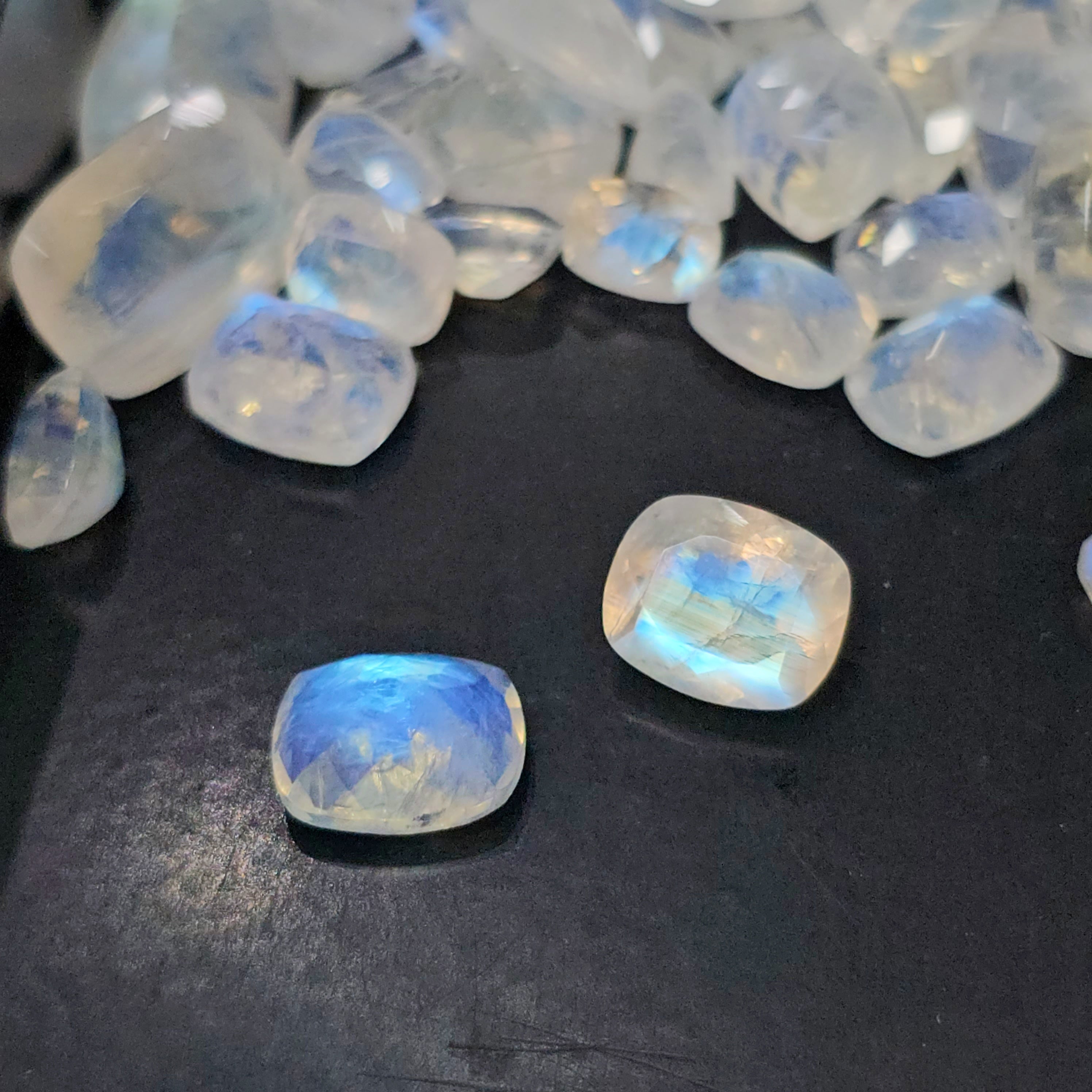 6 Pcs Faceted Moonstone Rectangle Calibrated| 7x5mm, 8x6mm, 9x7mm, 10x8mm - The LabradoriteKing