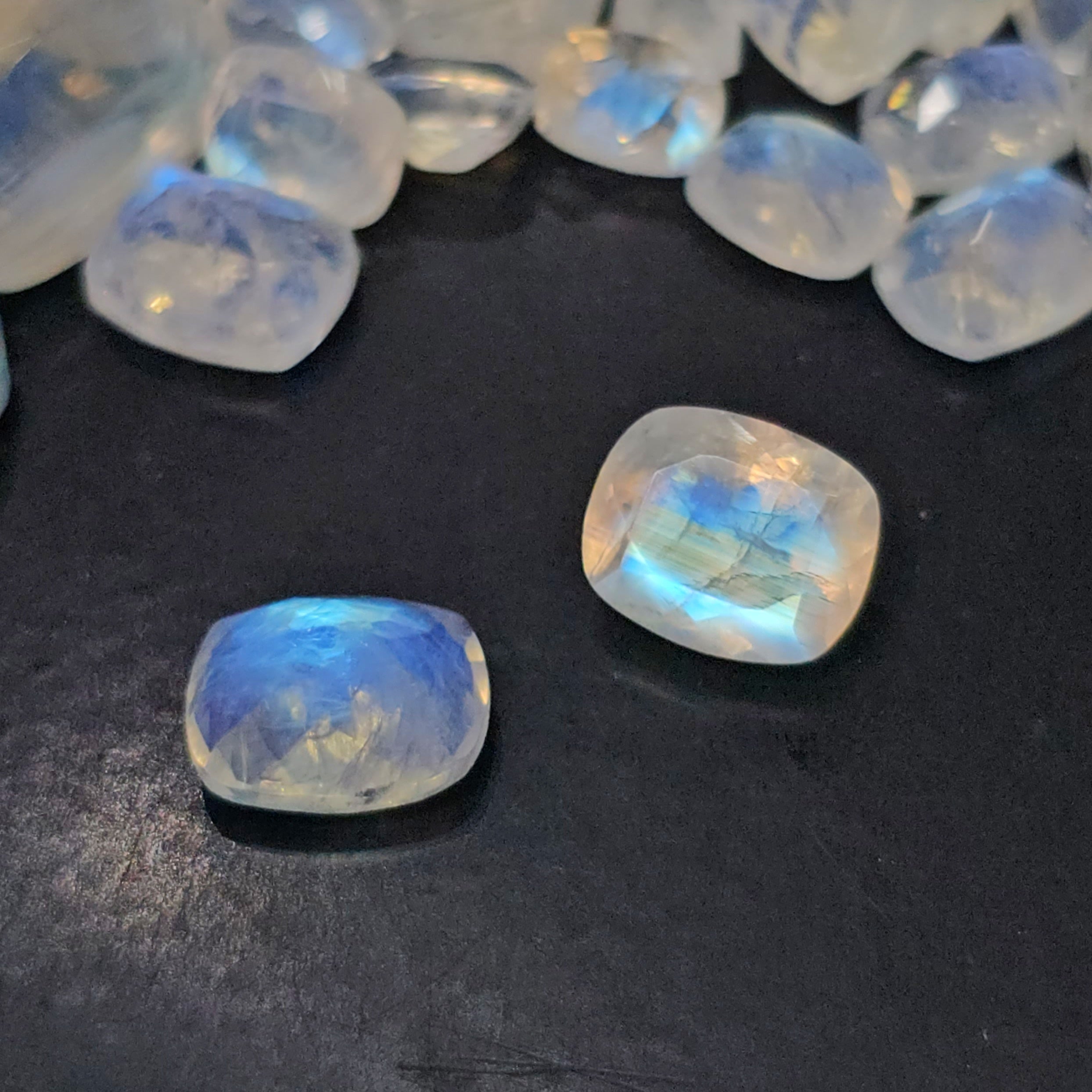 6 Pcs Faceted Moonstone Rectangle Calibrated| 7x5mm, 8x6mm, 9x7mm, 10x8mm - The LabradoriteKing