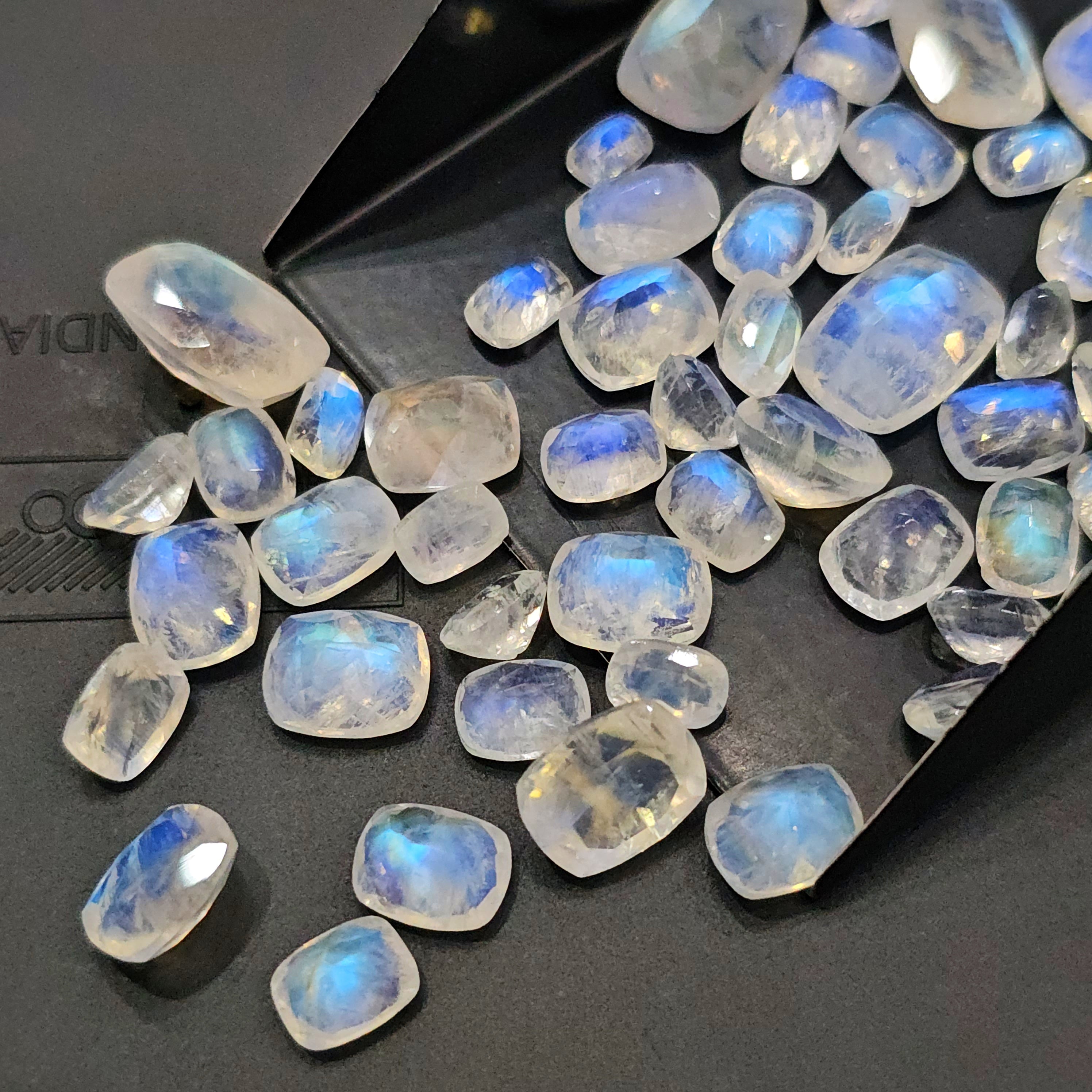 6 Pcs Faceted Moonstone Rectangle Calibrated| 7x5mm, 8x6mm, 9x7mm, 10x8mm - The LabradoriteKing