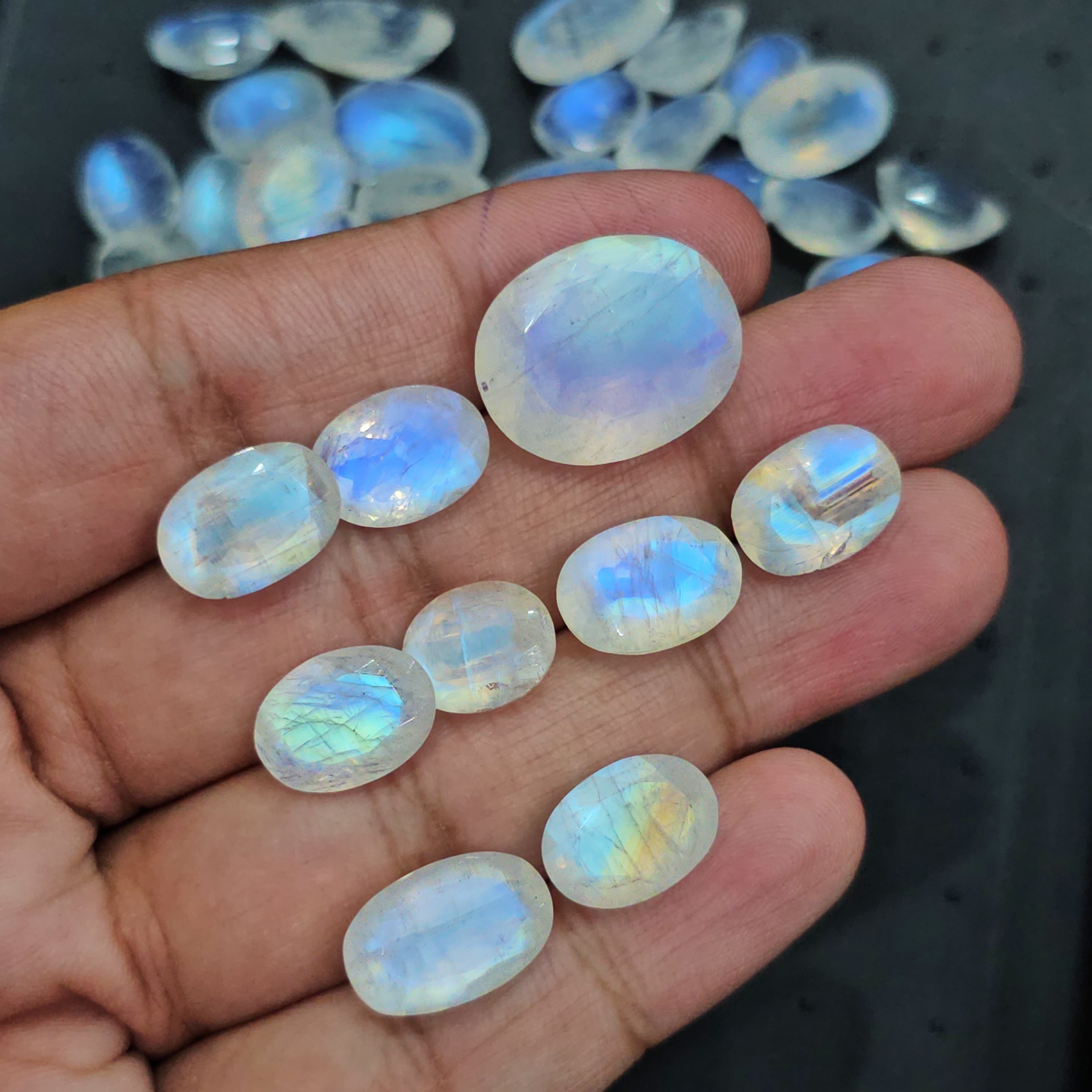 10 Pcs Big Size Faceted Moonstone Oval | 10mm to 15mm sizes - The LabradoriteKing