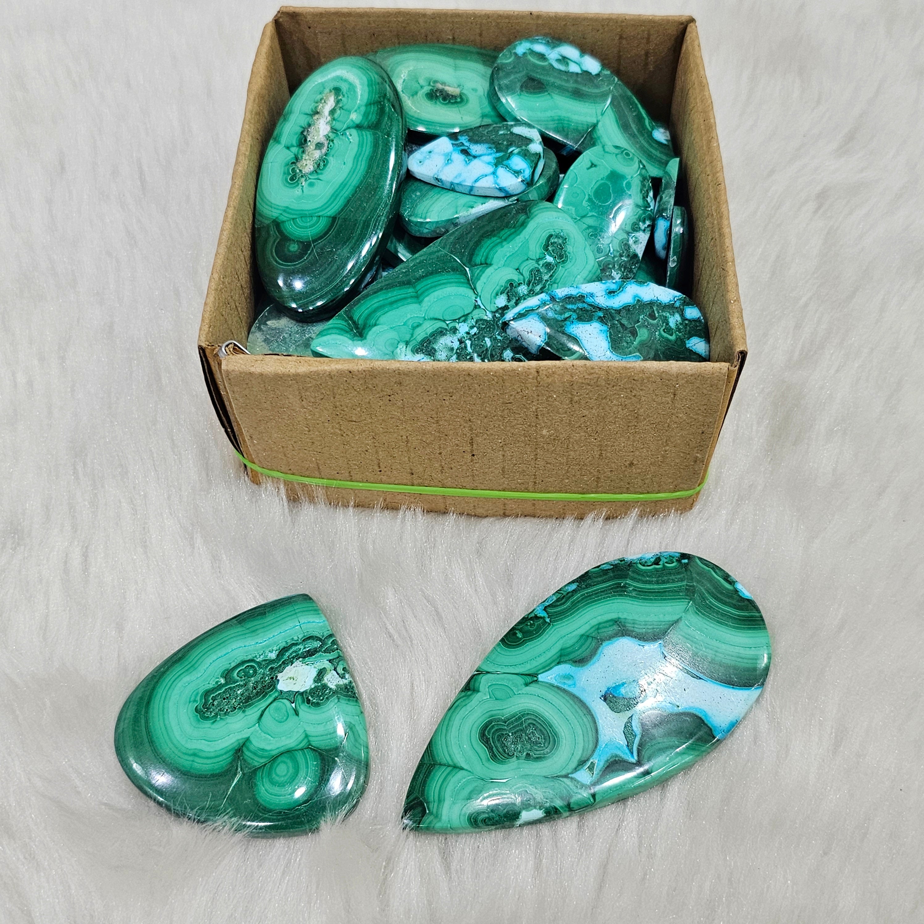 250Gram/ 500Gram of Natural Malachite Chrysocolla Cabochon | 1" to 2" Inches | 40-50Pcs | Top Quality - The LabradoriteKing