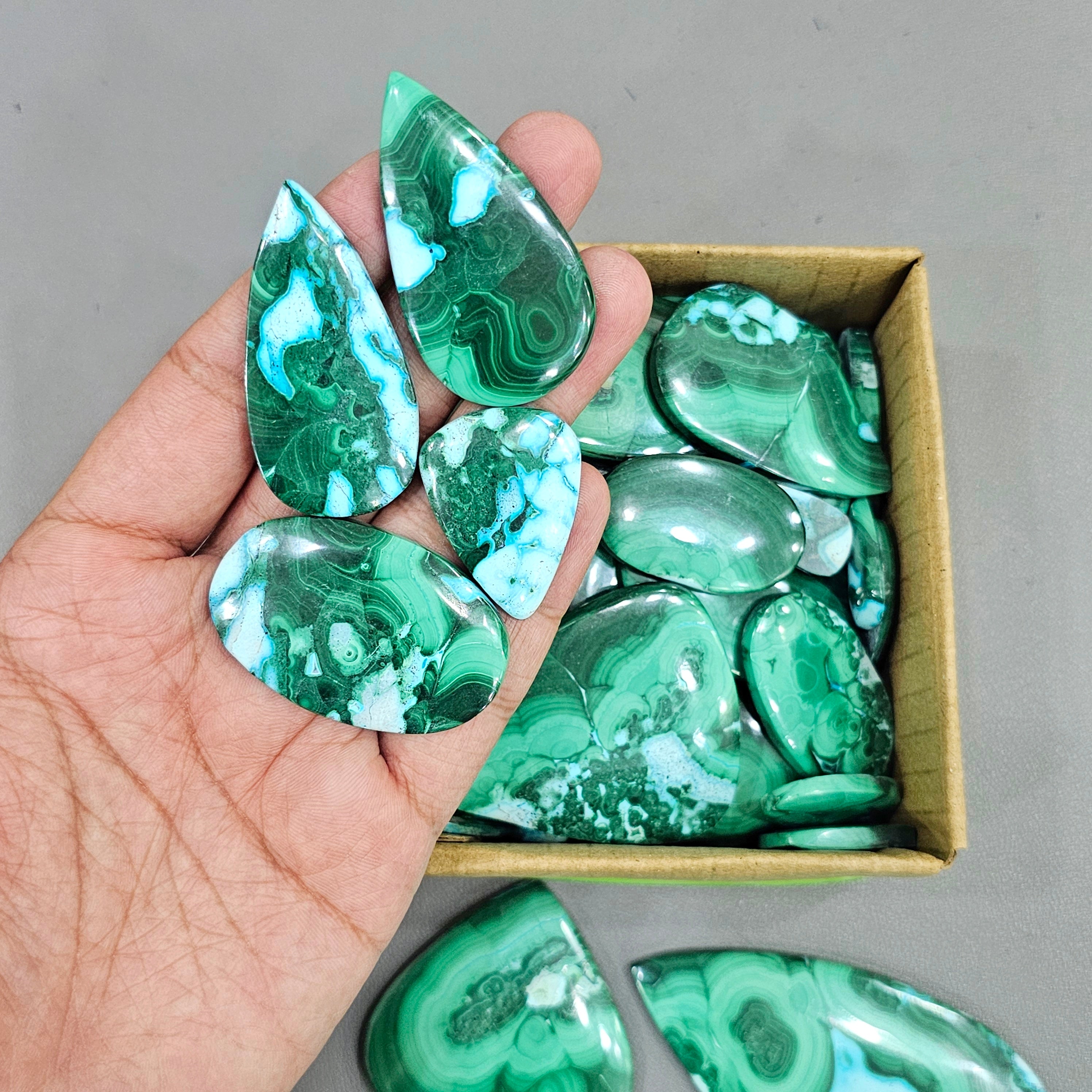 250Gram/ 500Gram of Natural Malachite Chrysocolla Cabochon | 1" to 2" Inches | 40-50Pcs | Top Quality - The LabradoriteKing