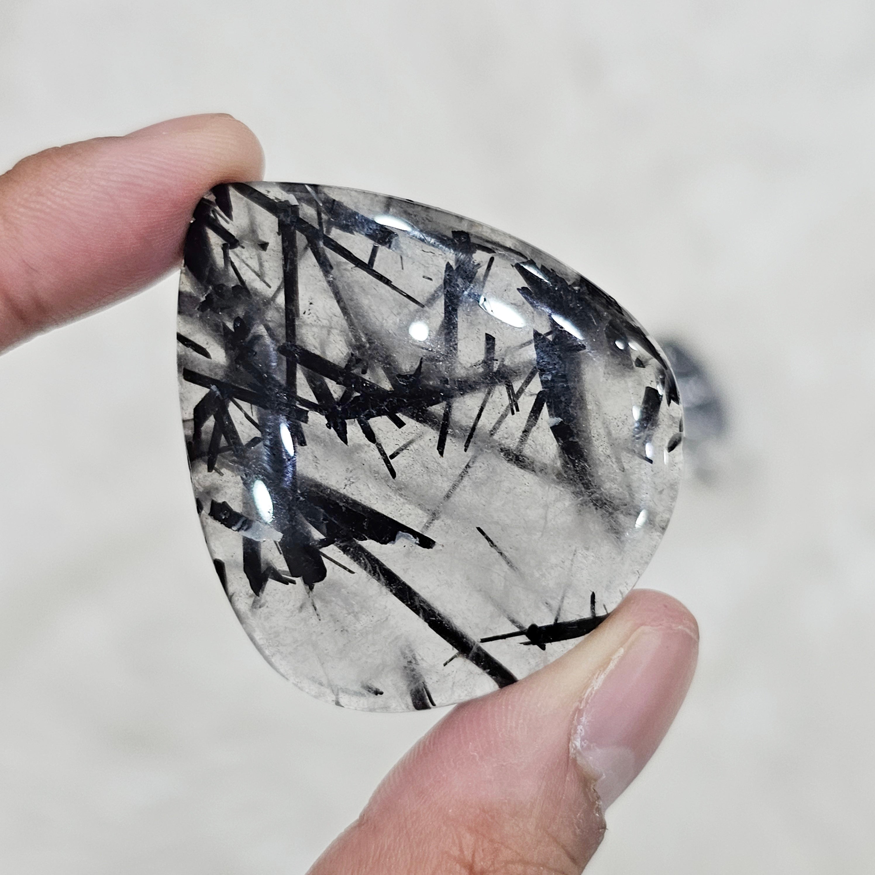 250 Gram/500 Gram of Black Rutile Quartz Cabochon | 1" to 2" Inches | 40-60Pcs