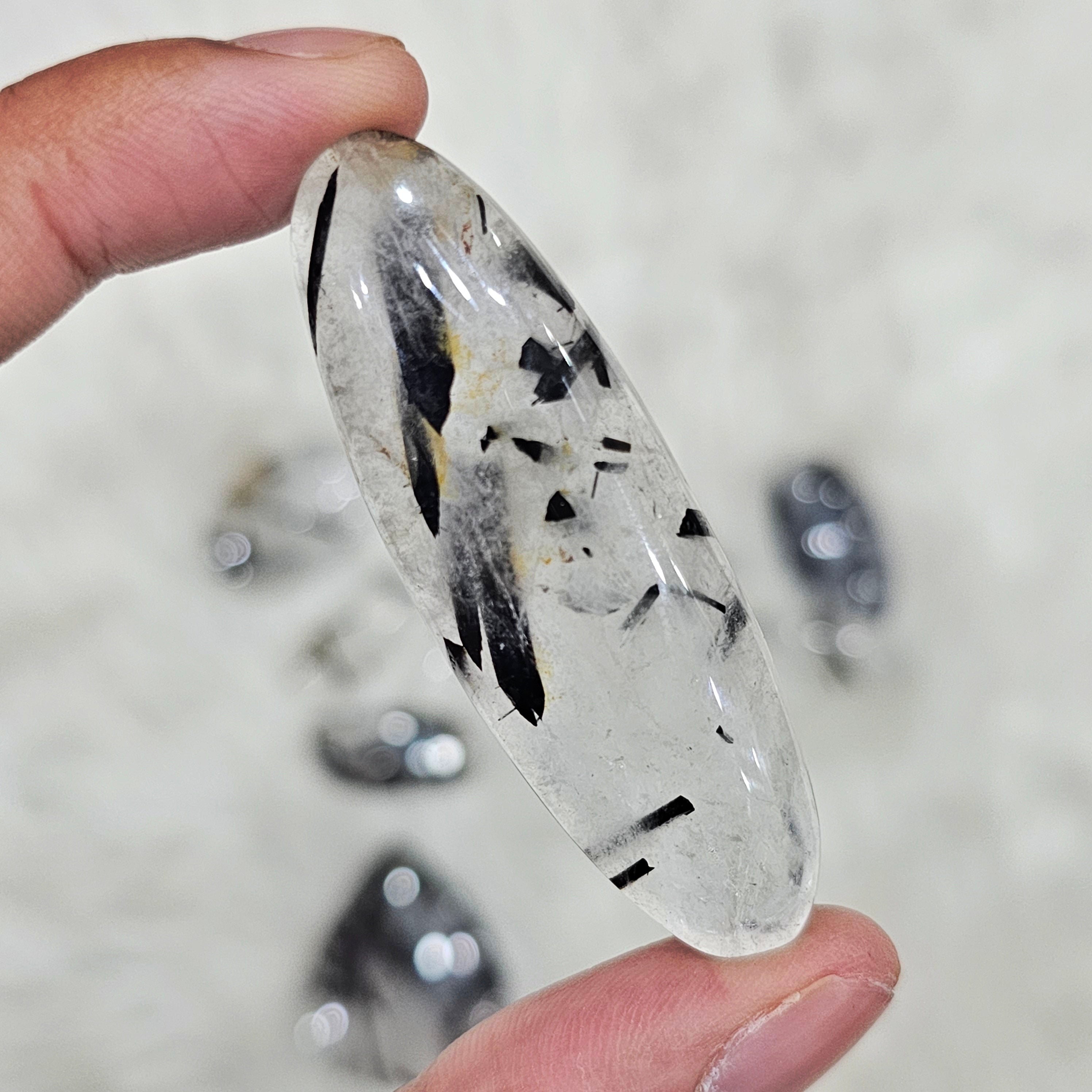 250 Gram/500 Gram of Black Rutile Quartz Cabochon | 1" to 2" Inches | 40-60Pcs - The LabradoriteKing