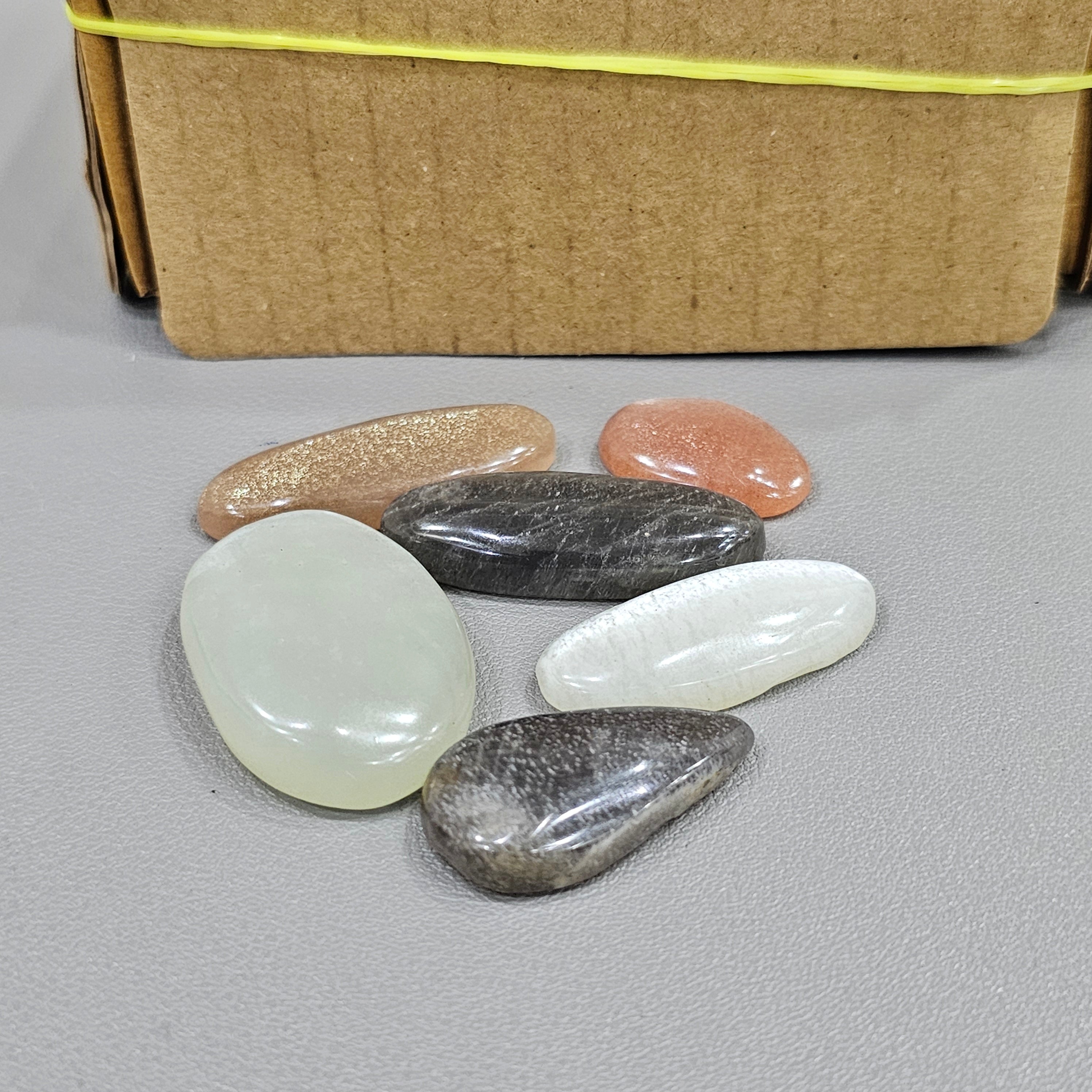 250 Gram/500 Gram of Peach, Gray & Black Moonstones with Flash Cabochon | 1" to 2" Inches | 40-60Pcs - The LabradoriteKing