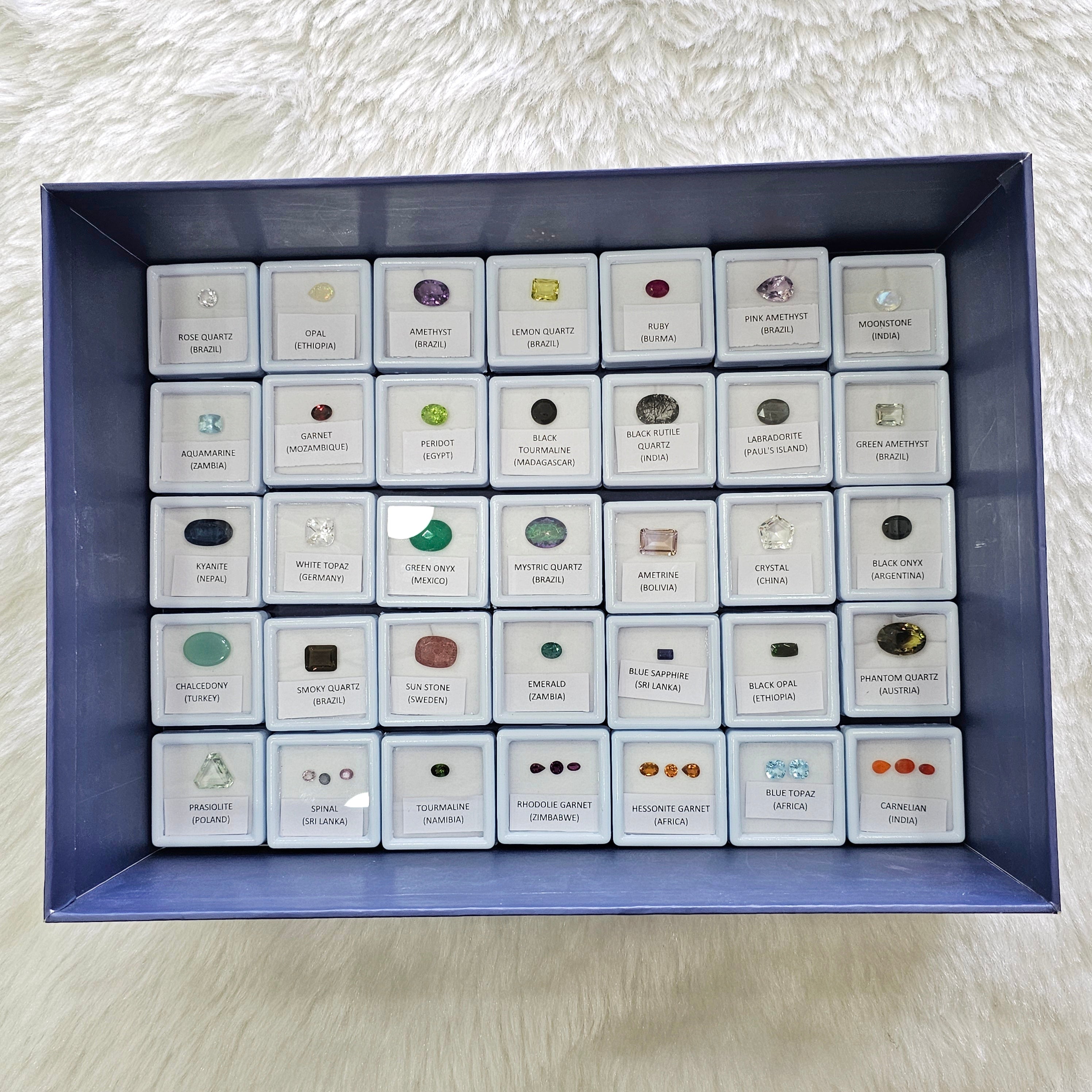 40 Box of Faceted Gemstone | Labeled Boxes | Natural Earth Mined Gemstones