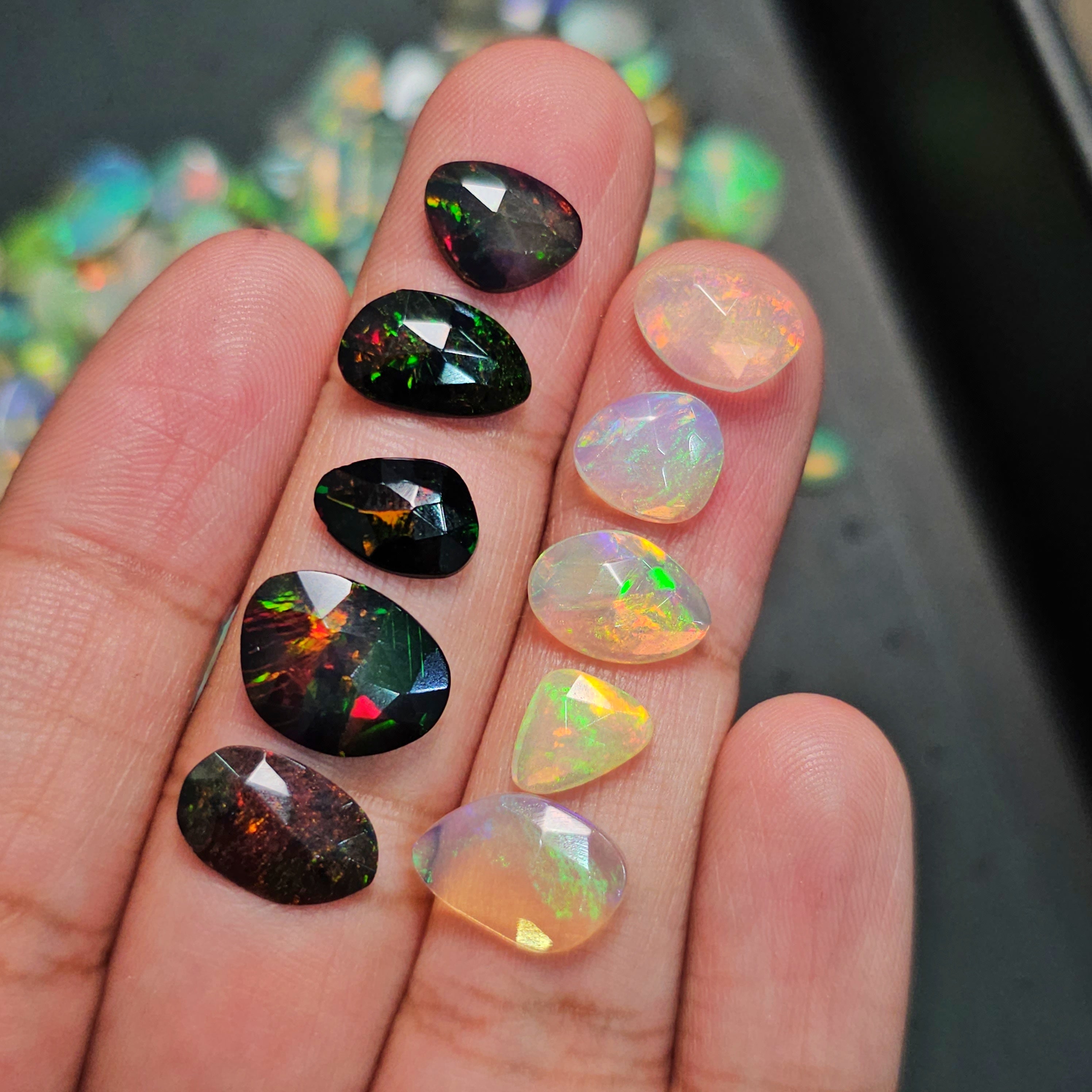 10 Pcs Opal Rosecut Black and White | 9-10mm Sizes | 30% OFF