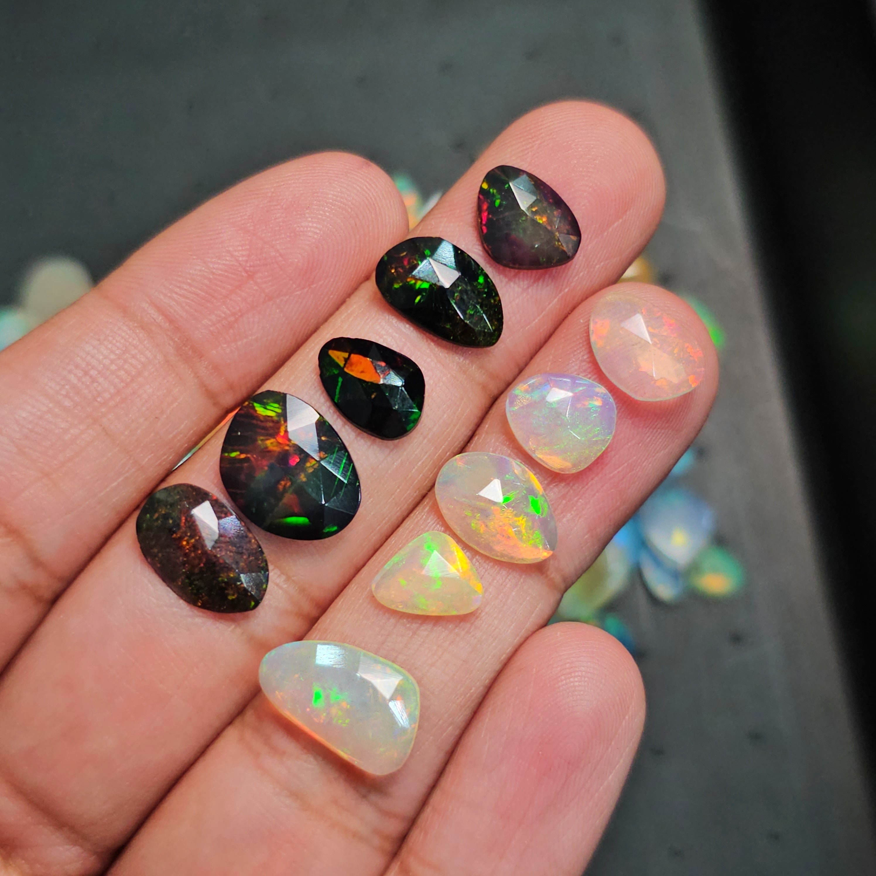 10 Pcs Opal Rosecut Black and White | 9-10mm Sizes | 30% OFF