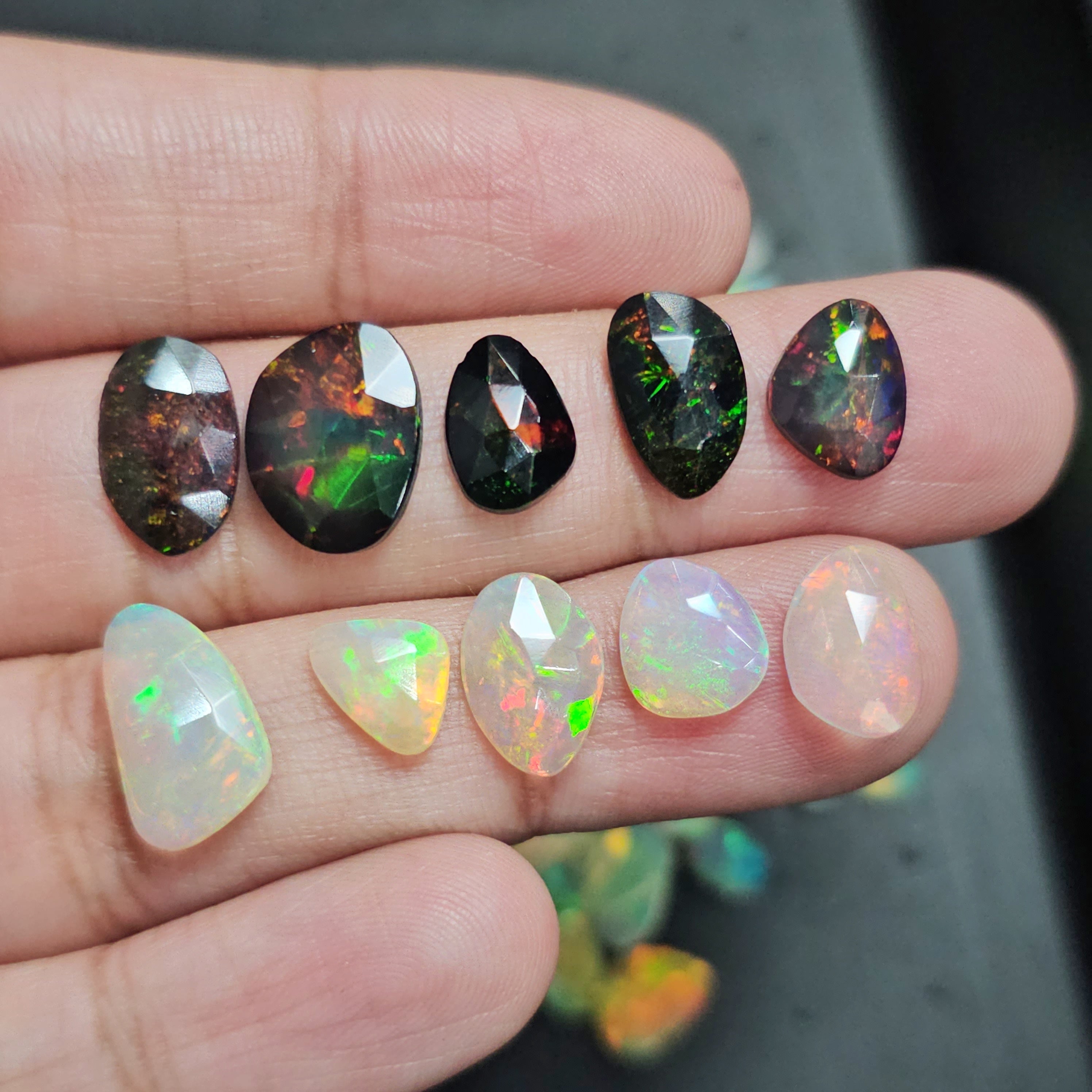 10 Pcs Opal Rosecut Black and White | 9-10mm Sizes | 30% OFF