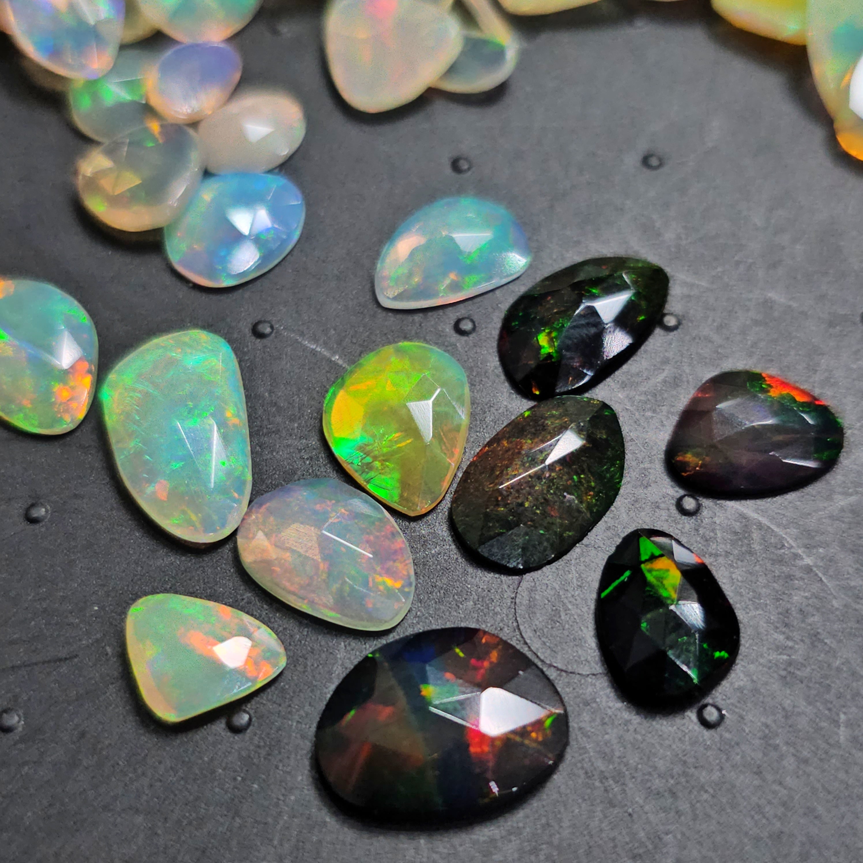 10 Pcs Opal Rosecut Black and White | 9-10mm Sizes | 30% OFF