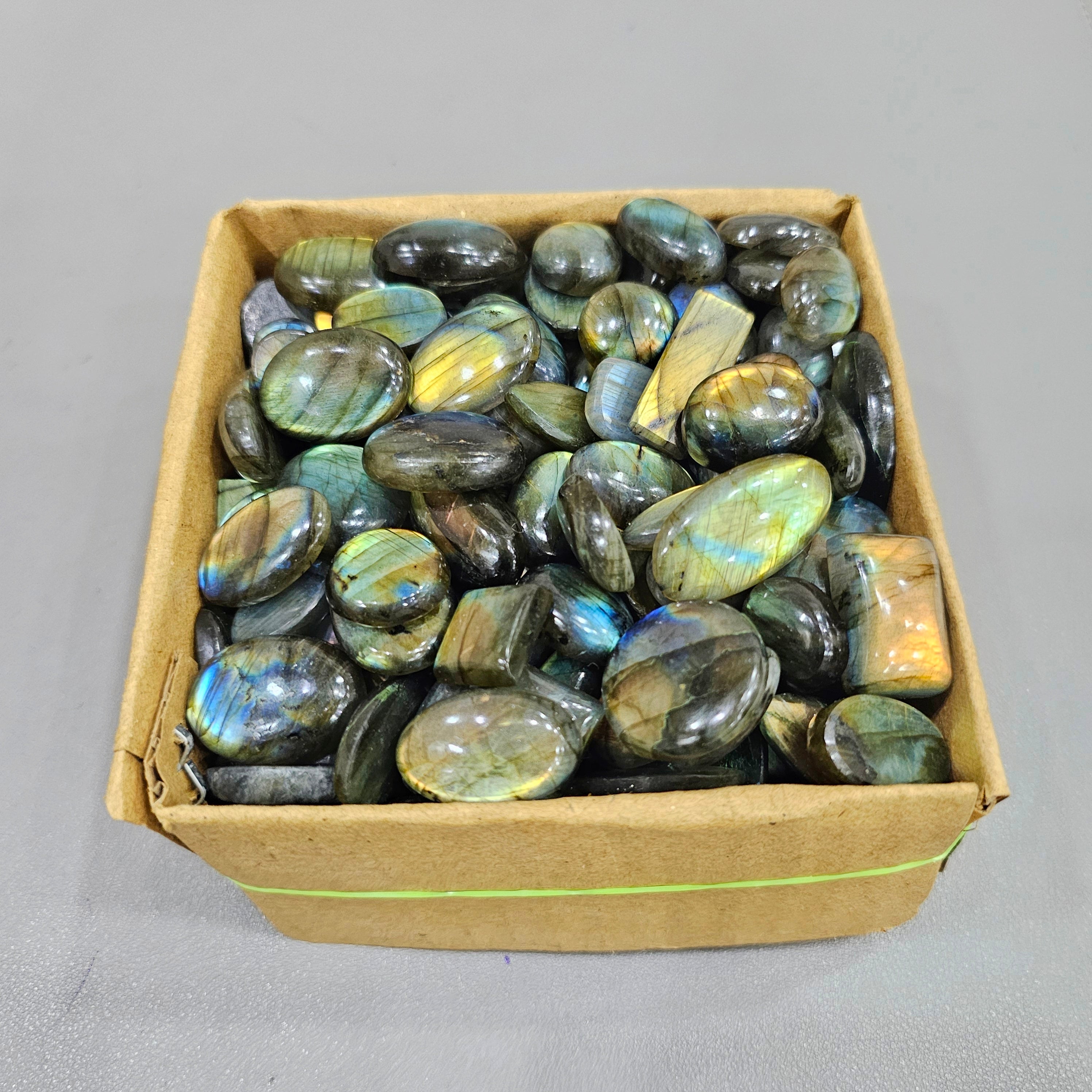 150 Pcs of Multi Fire Labradorite Cabochon | 18mm to 25mm size box | Flash in all Pieces