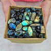 150 Pcs of Multi Fire Labradorite Cabochon | 18mm to 25mm size box | Flash in all Pieces