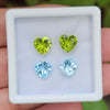 2 Pair Of Natural Peridot & Blue Topaz Faceted | Heart Shape | Size:8mm