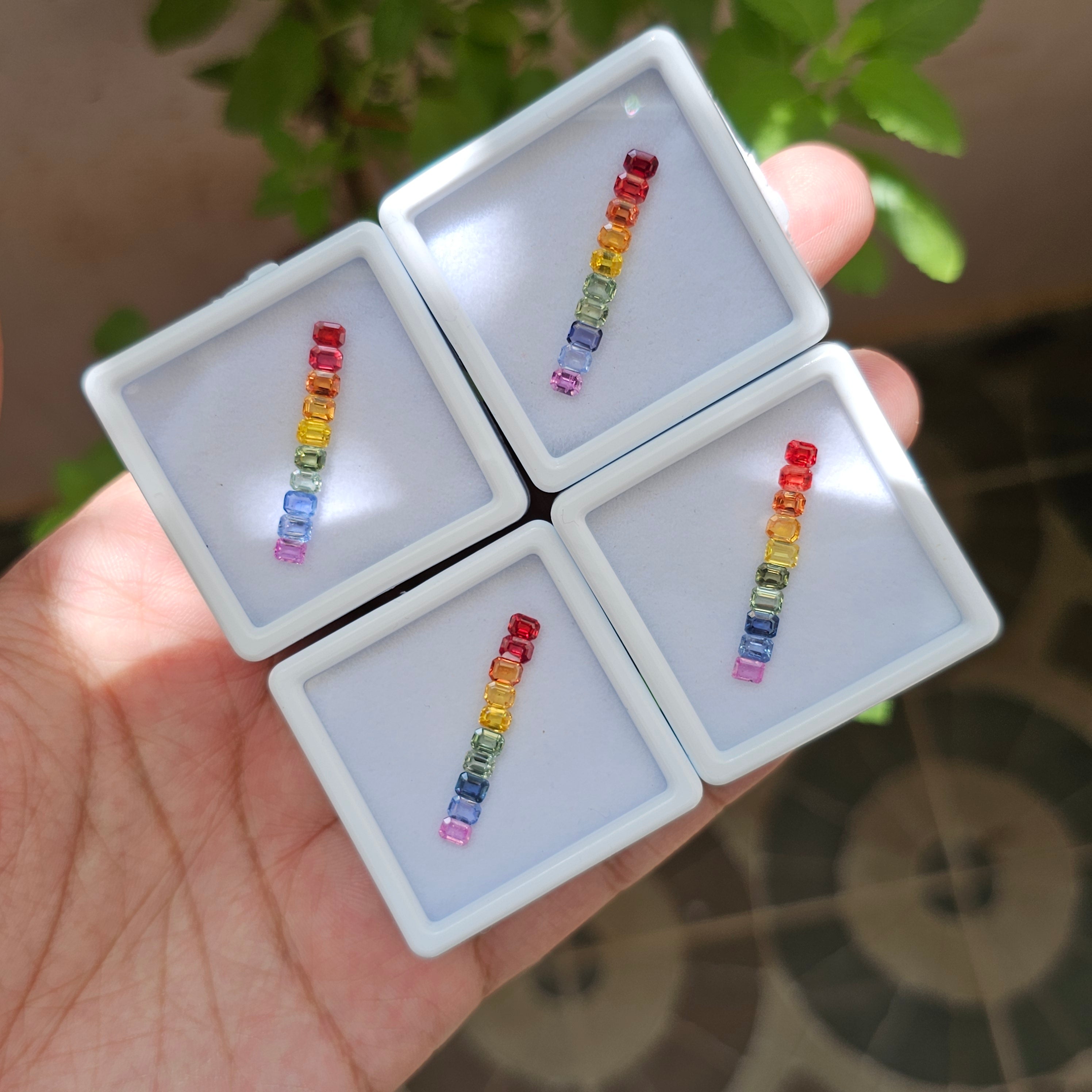 1 Set Of Sapphire Rainbow Color (1 Box) | 4x3mm Rectangle